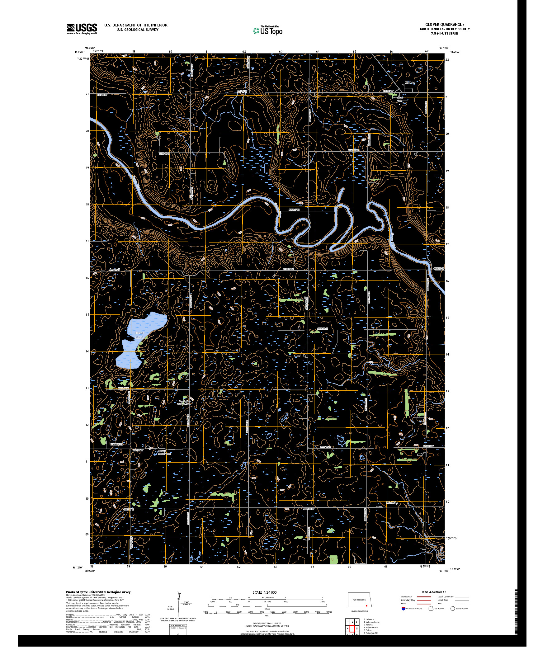 US TOPO 7.5-MINUTE MAP FOR GLOVER, ND