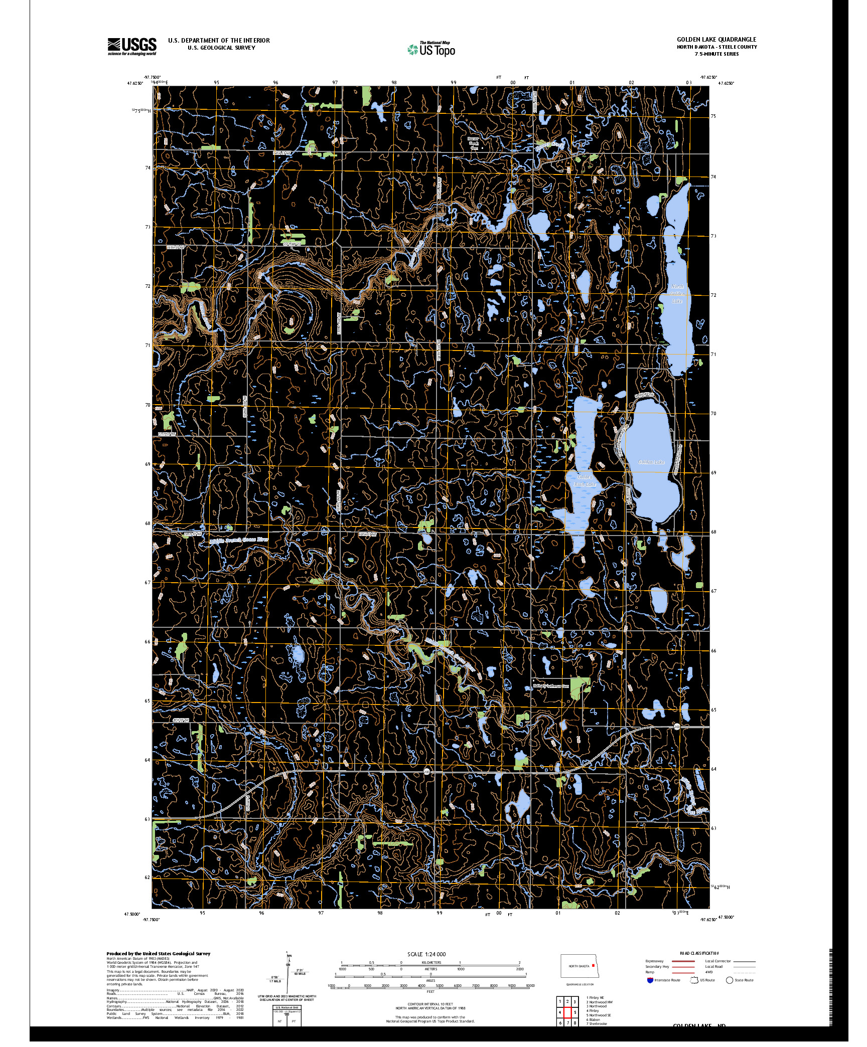 US TOPO 7.5-MINUTE MAP FOR GOLDEN LAKE, ND