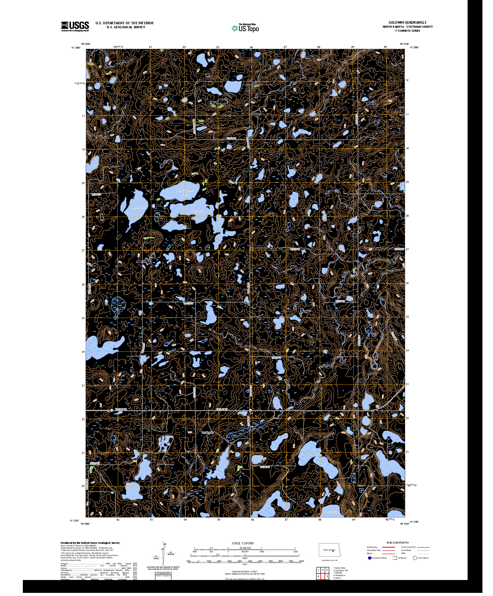 US TOPO 7.5-MINUTE MAP FOR GOLDWIN, ND