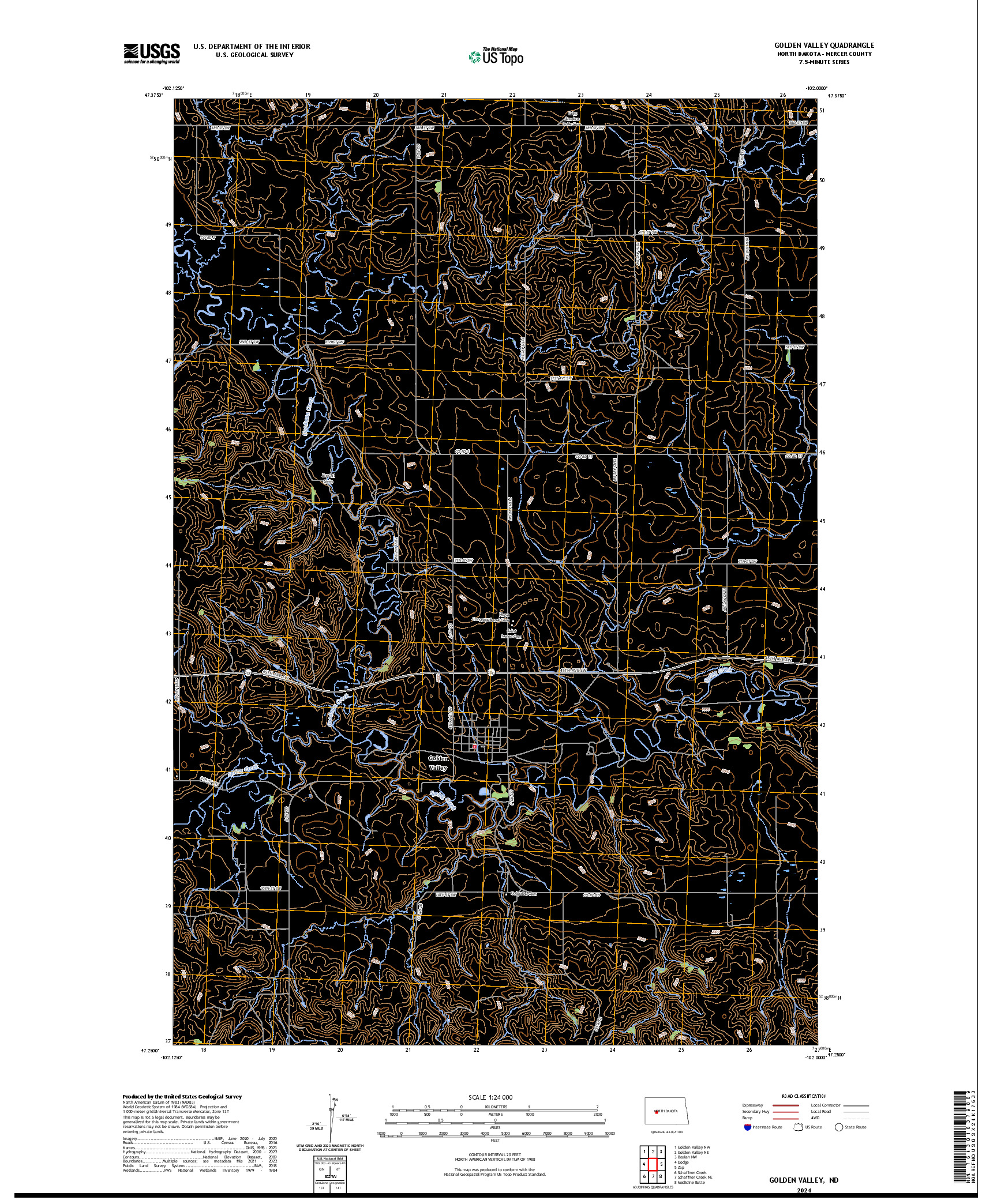 US TOPO 7.5-MINUTE MAP FOR GOLDEN VALLEY, ND