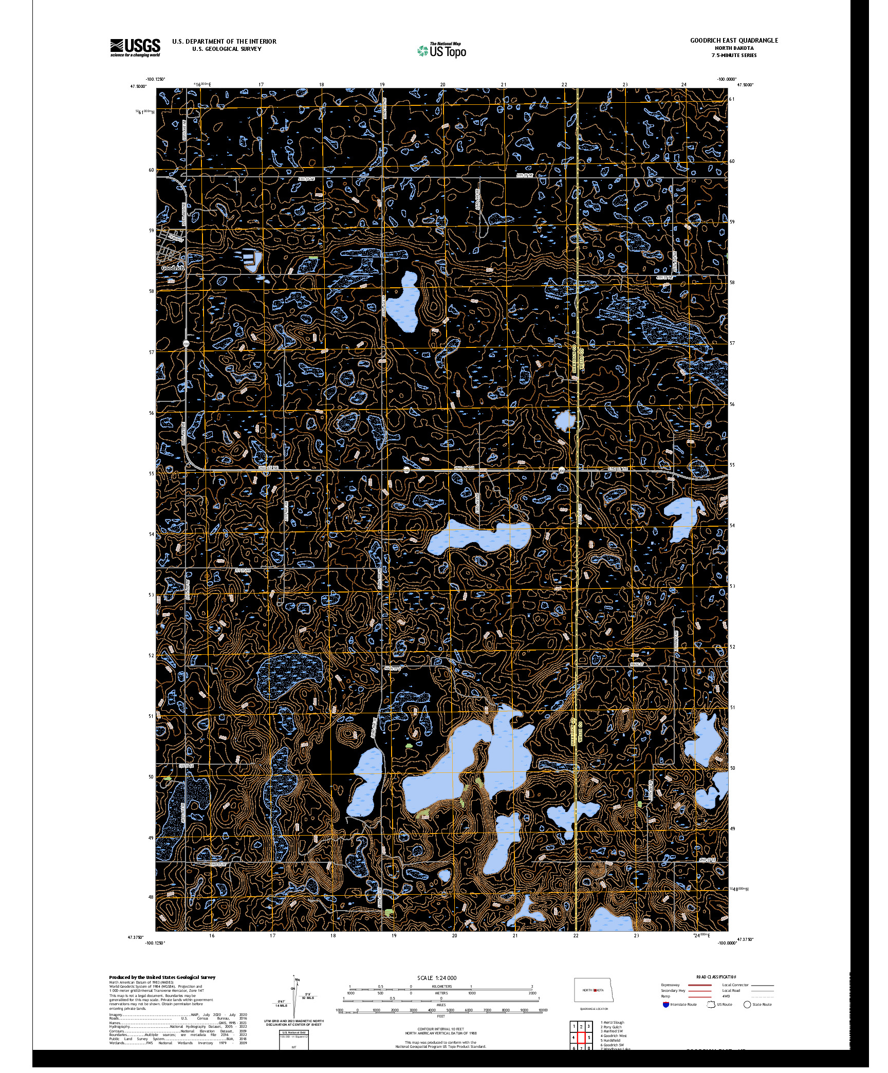 US TOPO 7.5-MINUTE MAP FOR GOODRICH EAST, ND