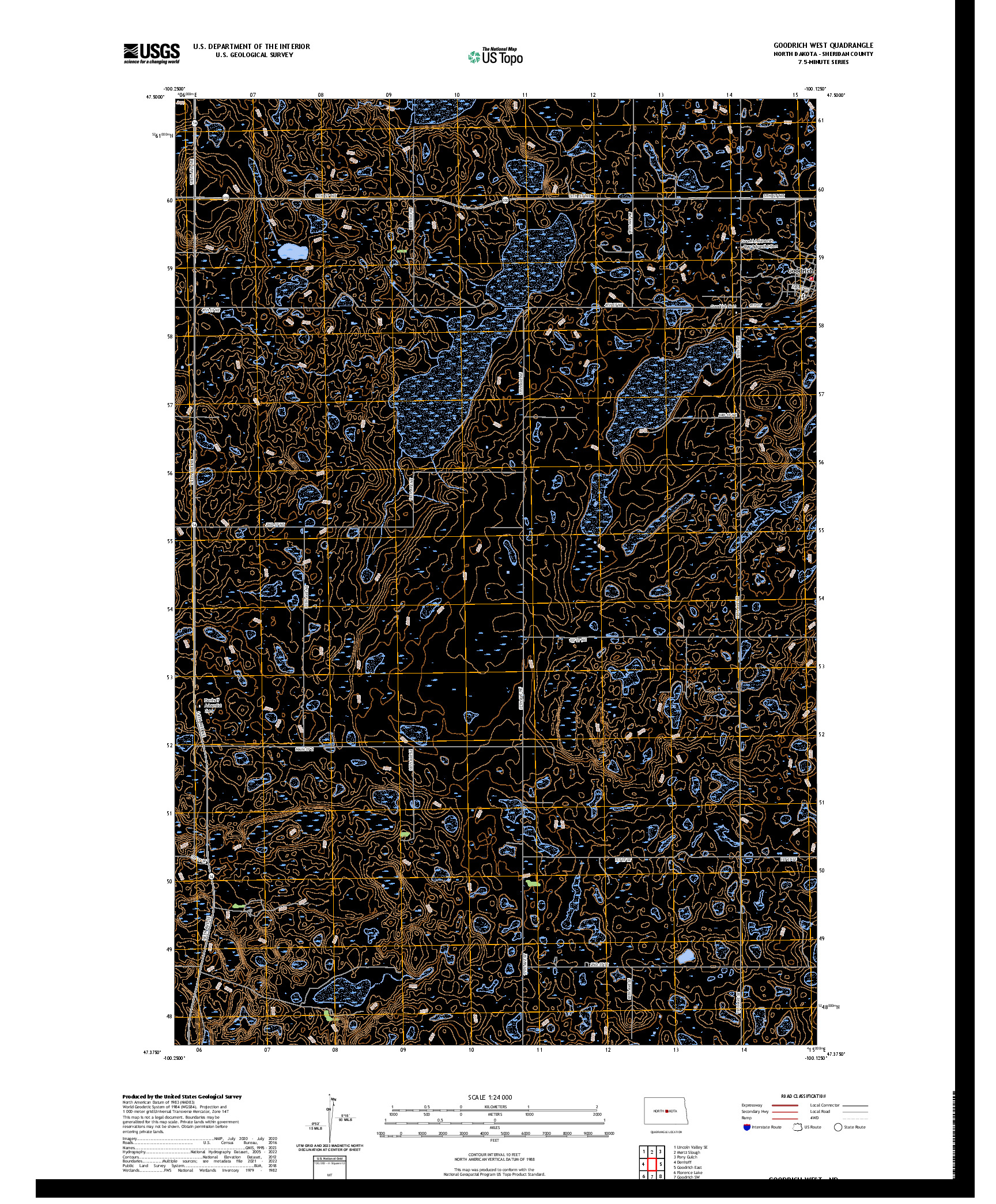 US TOPO 7.5-MINUTE MAP FOR GOODRICH WEST, ND