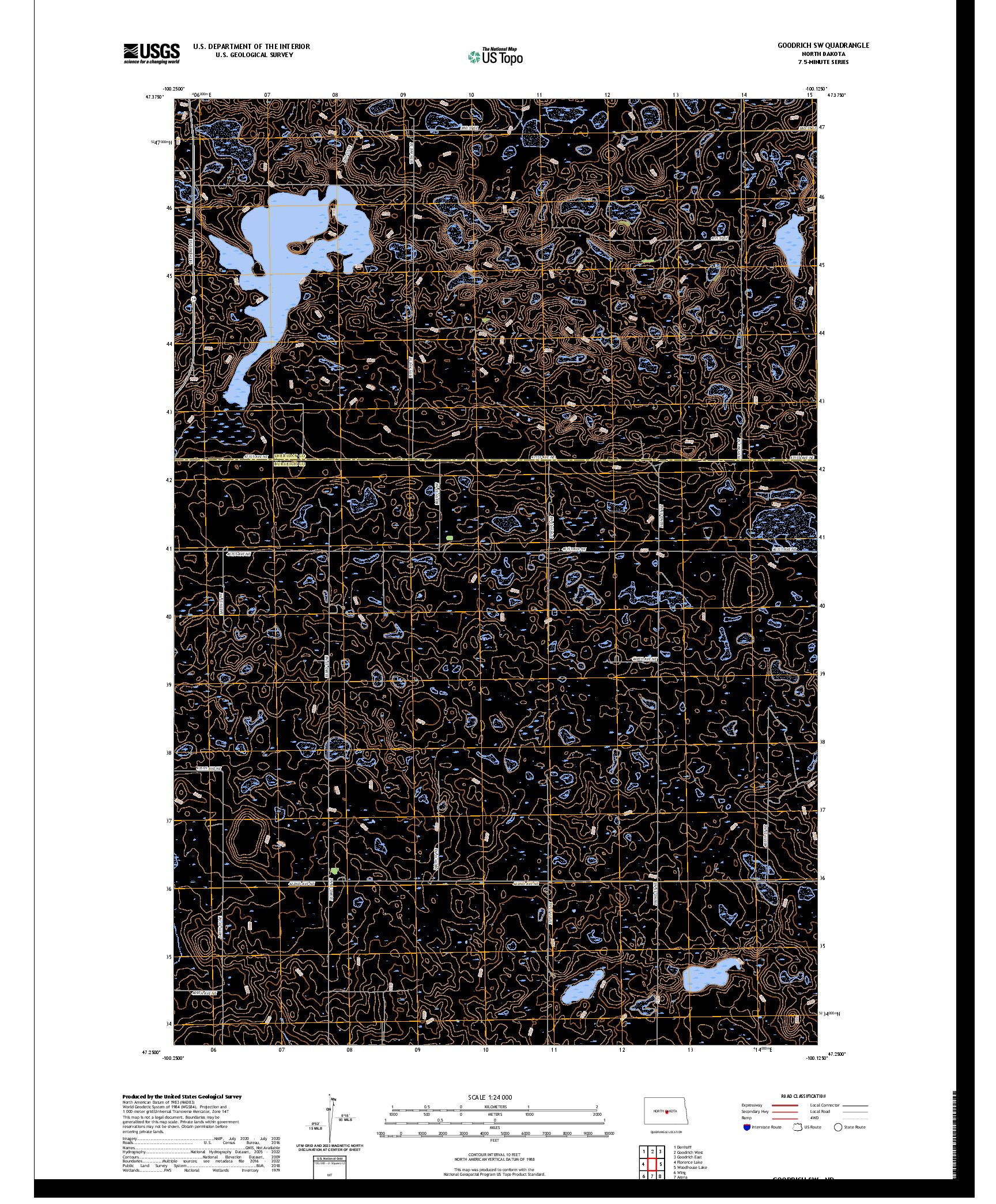 US TOPO 7.5-MINUTE MAP FOR GOODRICH SW, ND