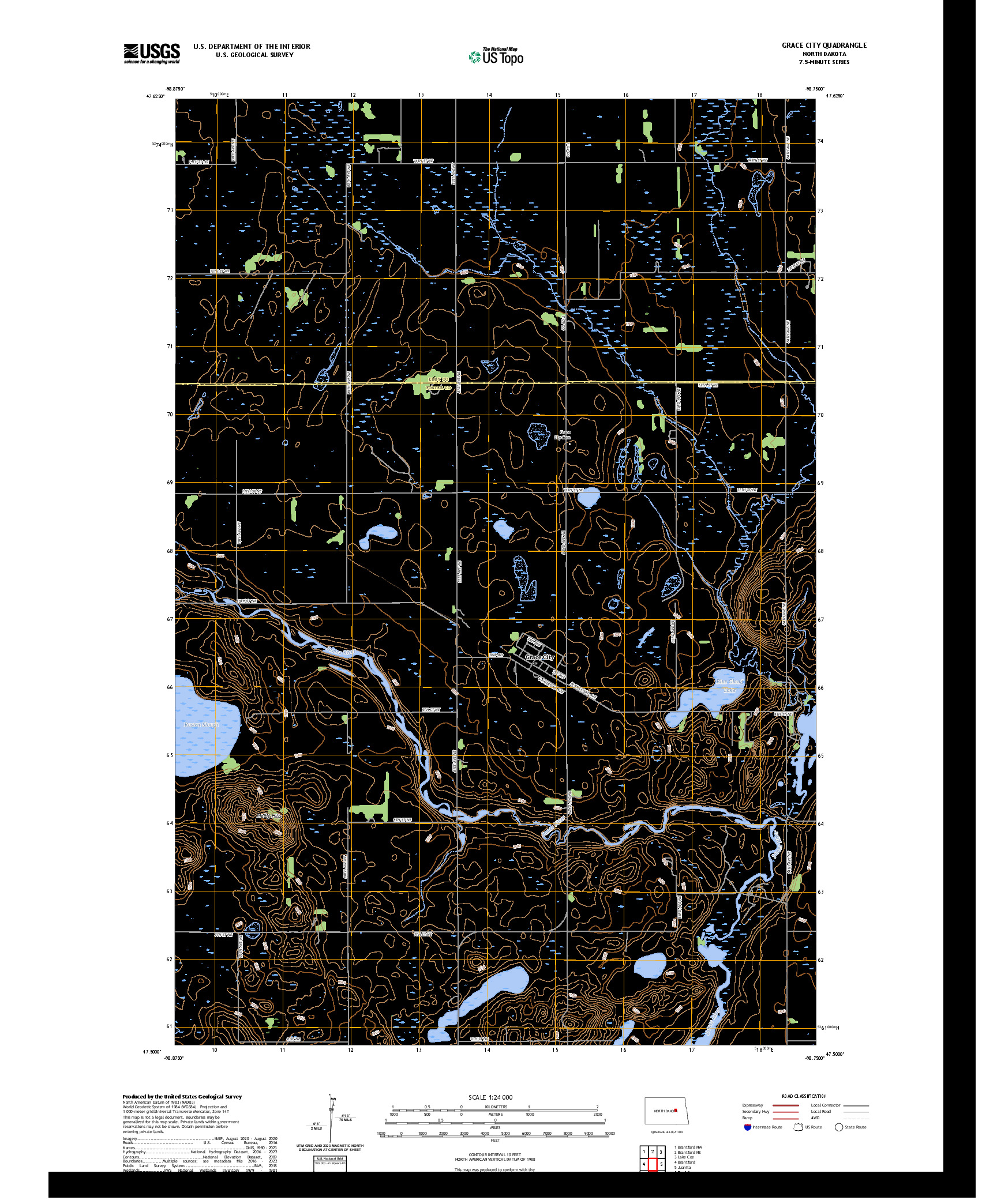 US TOPO 7.5-MINUTE MAP FOR GRACE CITY, ND