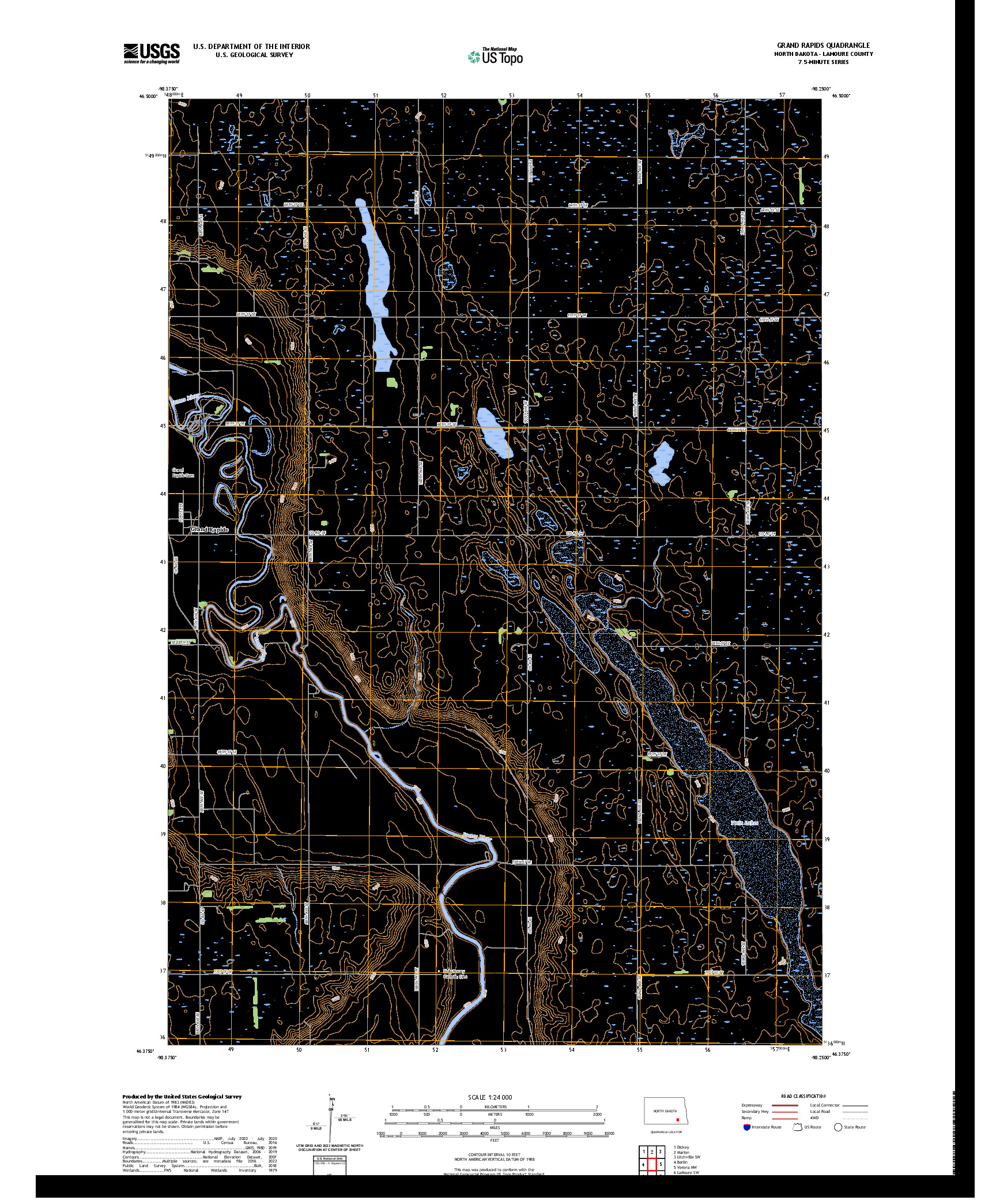 US TOPO 7.5-MINUTE MAP FOR GRAND RAPIDS, ND