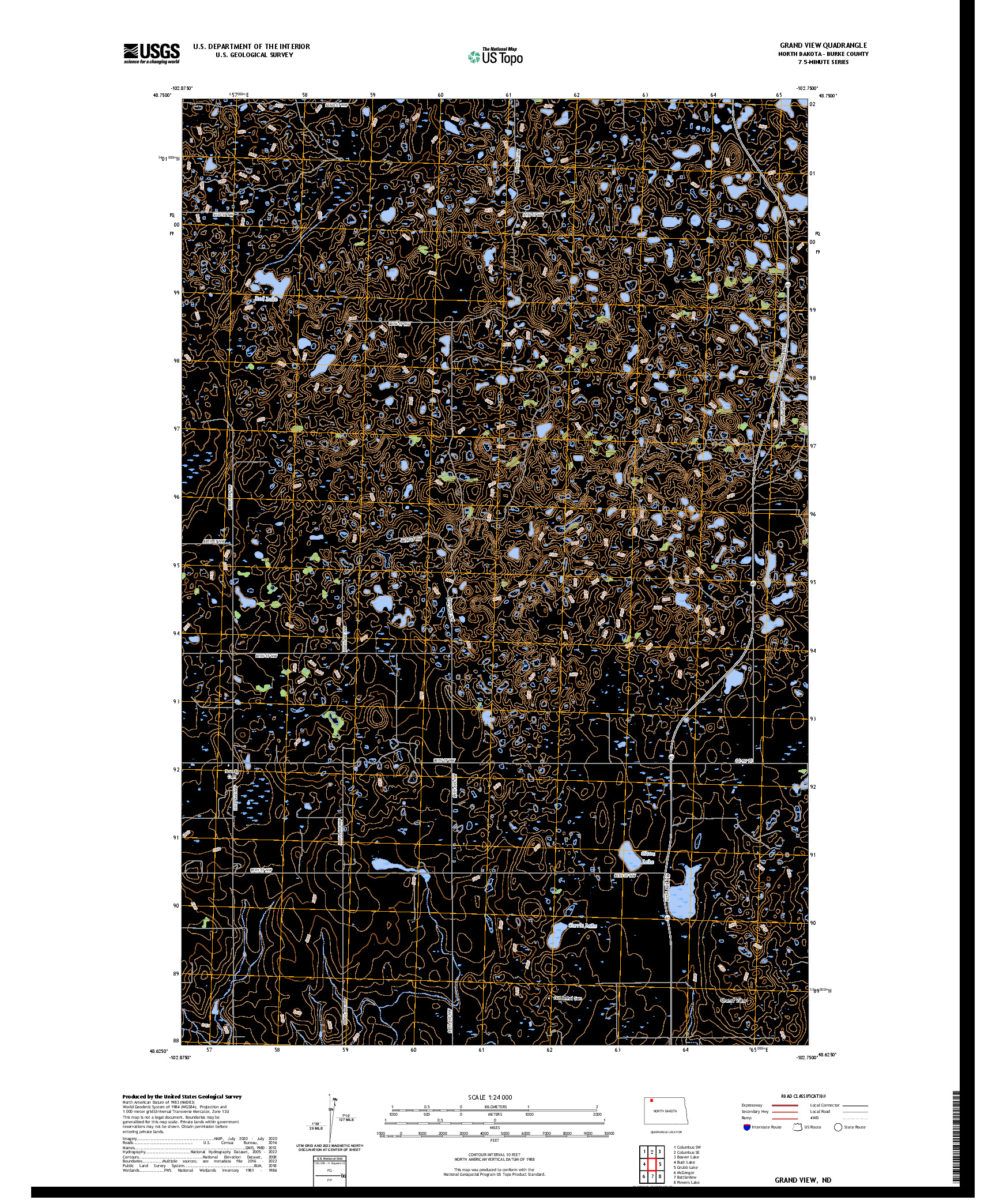 US TOPO 7.5-MINUTE MAP FOR GRAND VIEW, ND