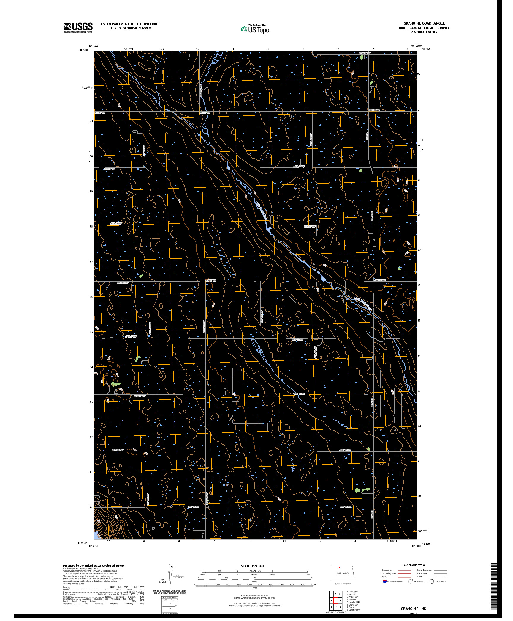 US TOPO 7.5-MINUTE MAP FOR GRANO NE, ND