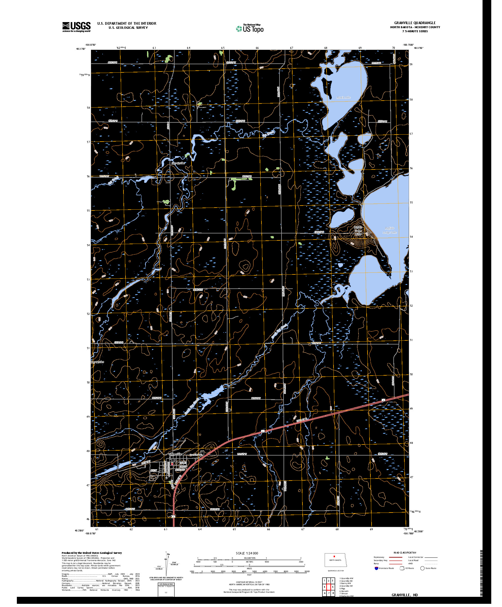 US TOPO 7.5-MINUTE MAP FOR GRANVILLE, ND