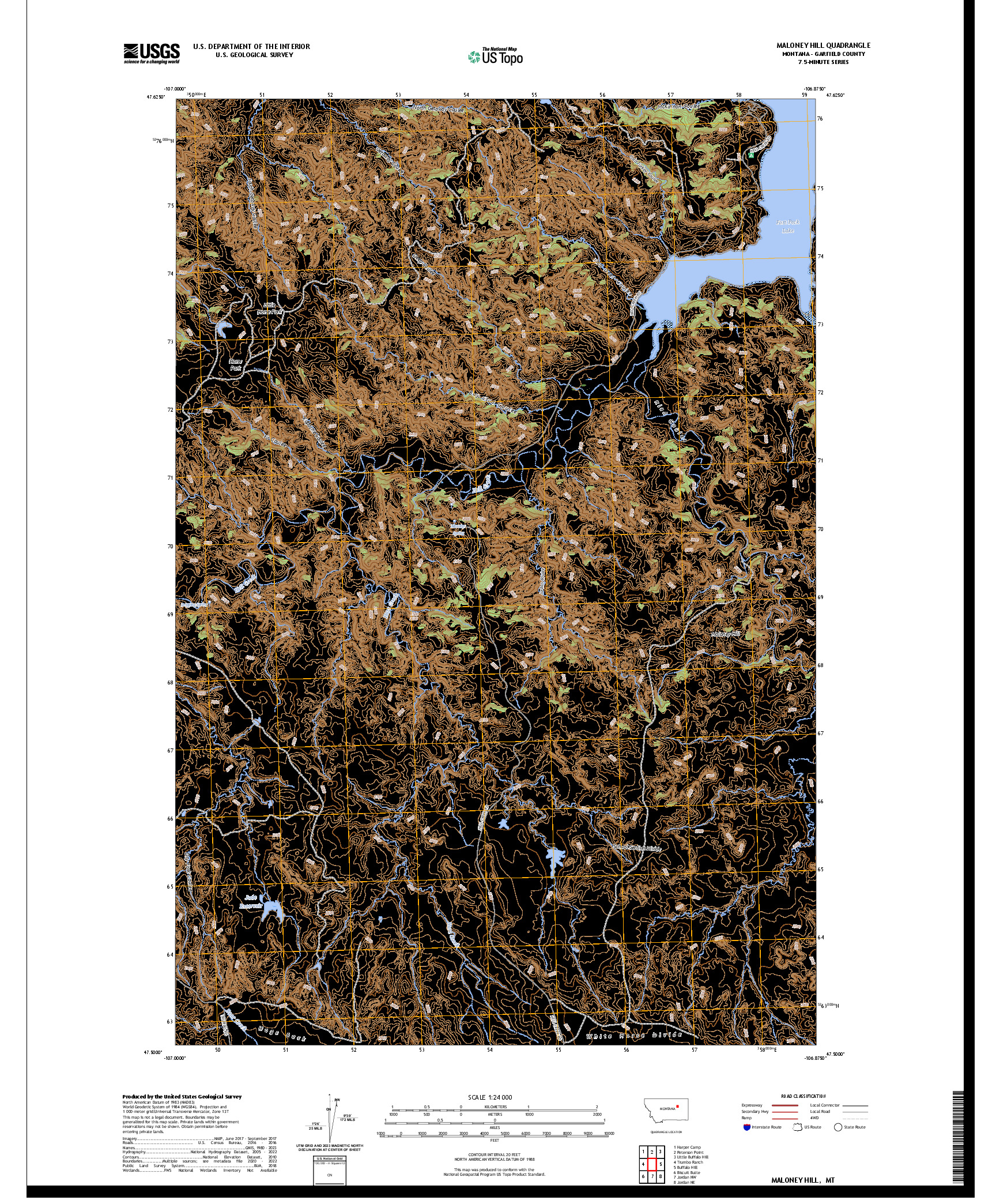 US TOPO 7.5-MINUTE MAP FOR MALONEY HILL, MT
