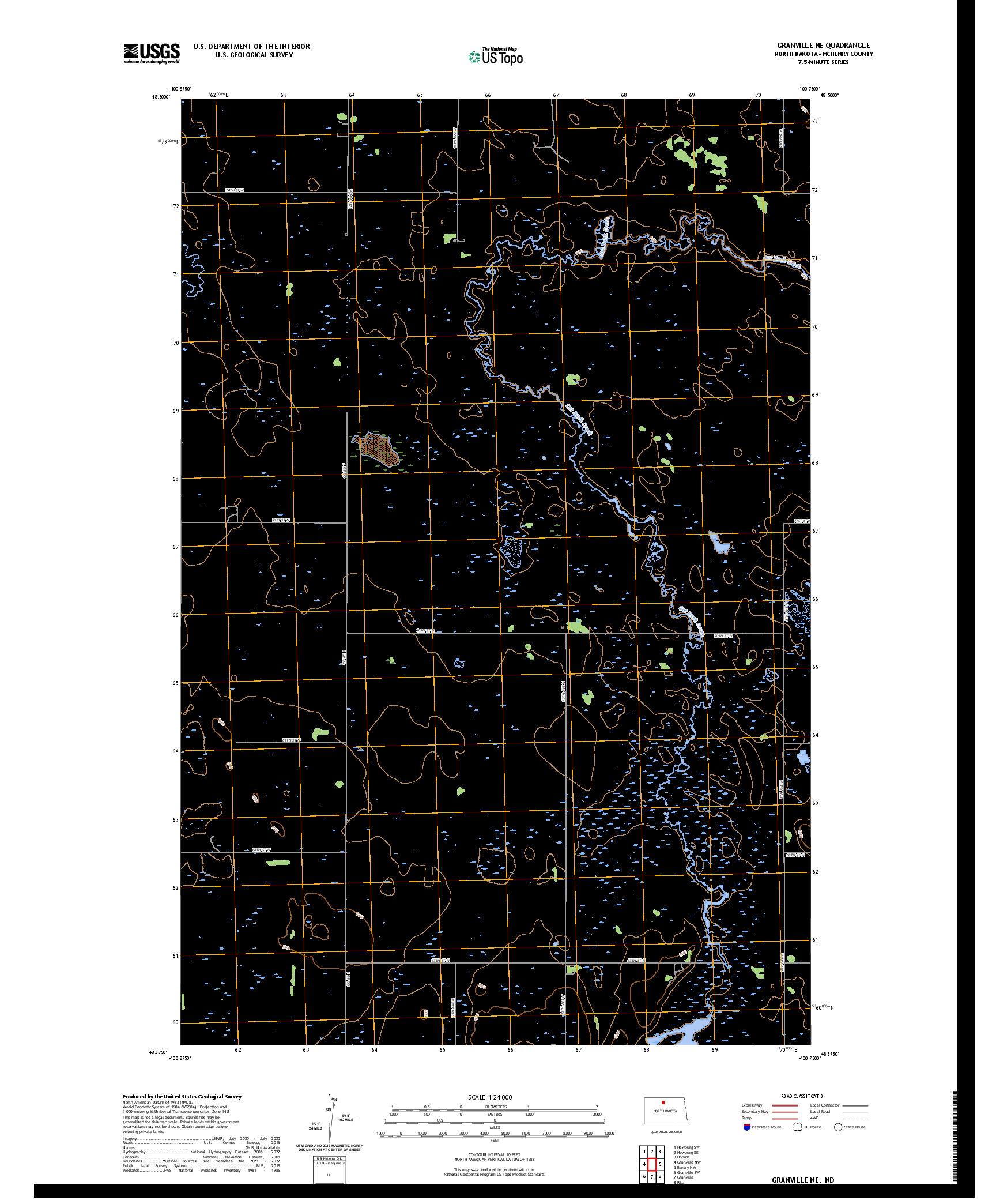 US TOPO 7.5-MINUTE MAP FOR GRANVILLE NE, ND
