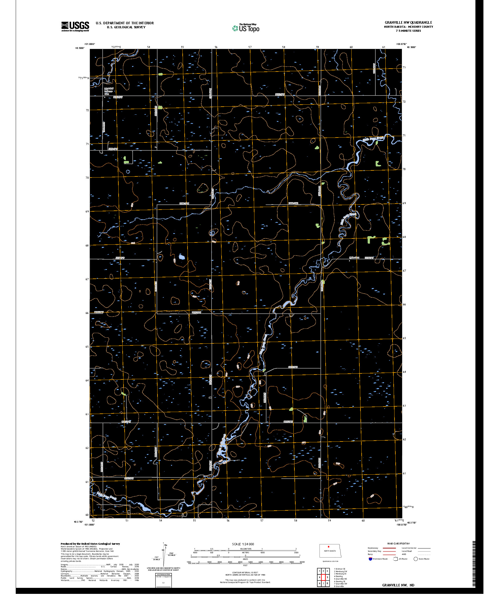 US TOPO 7.5-MINUTE MAP FOR GRANVILLE NW, ND