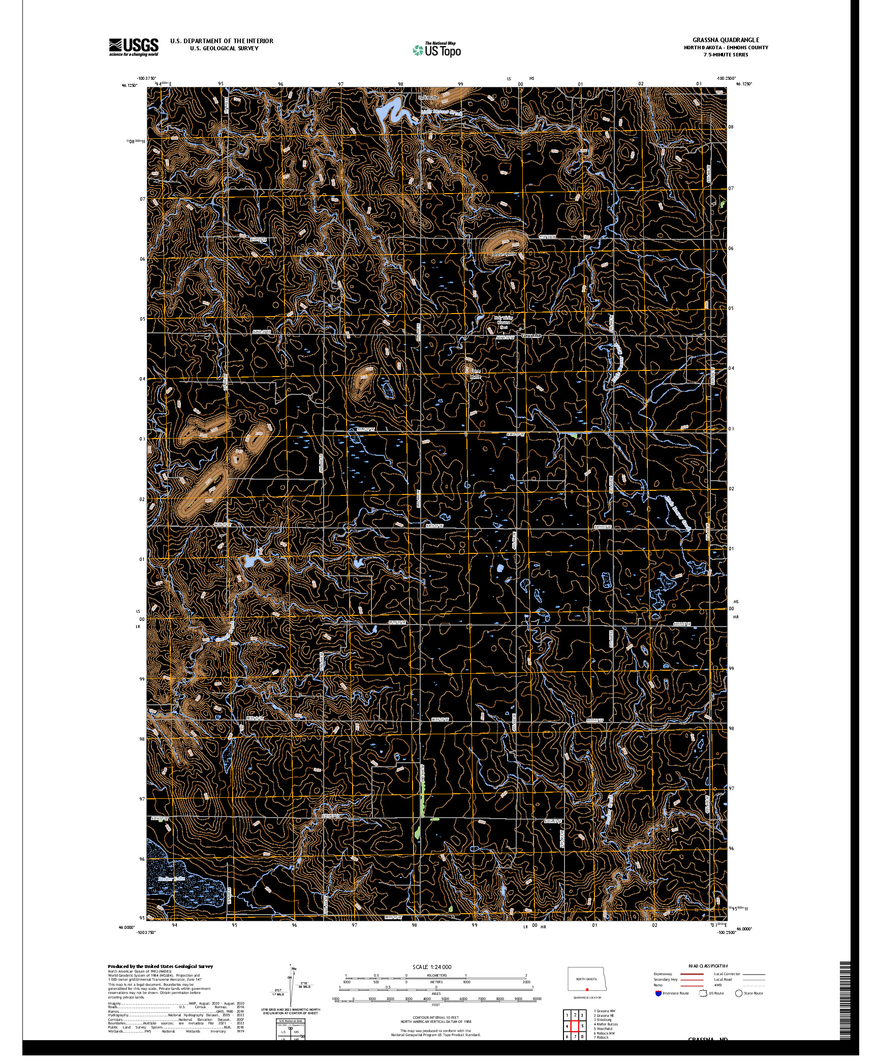 US TOPO 7.5-MINUTE MAP FOR GRASSNA, ND