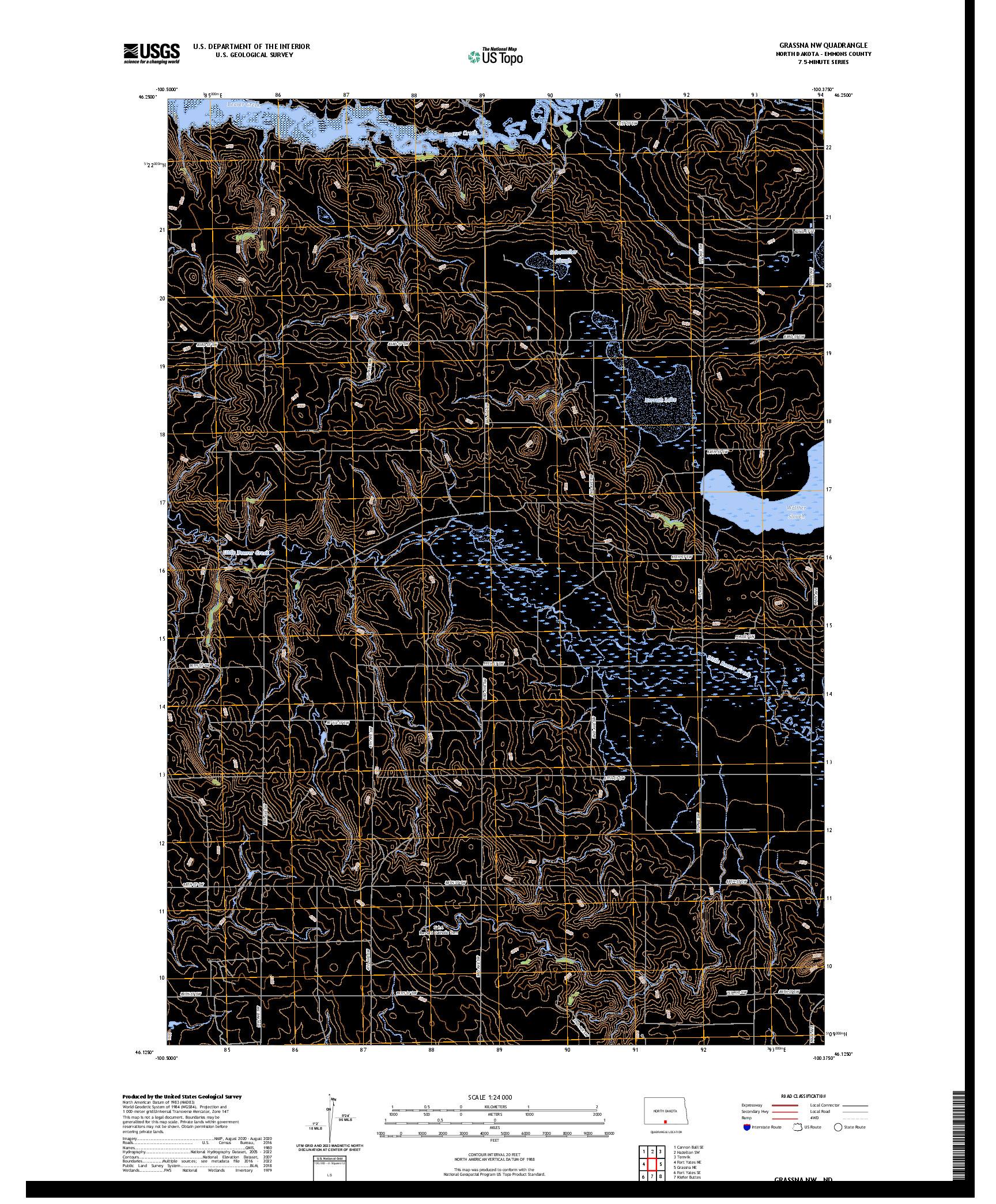 US TOPO 7.5-MINUTE MAP FOR GRASSNA NW, ND