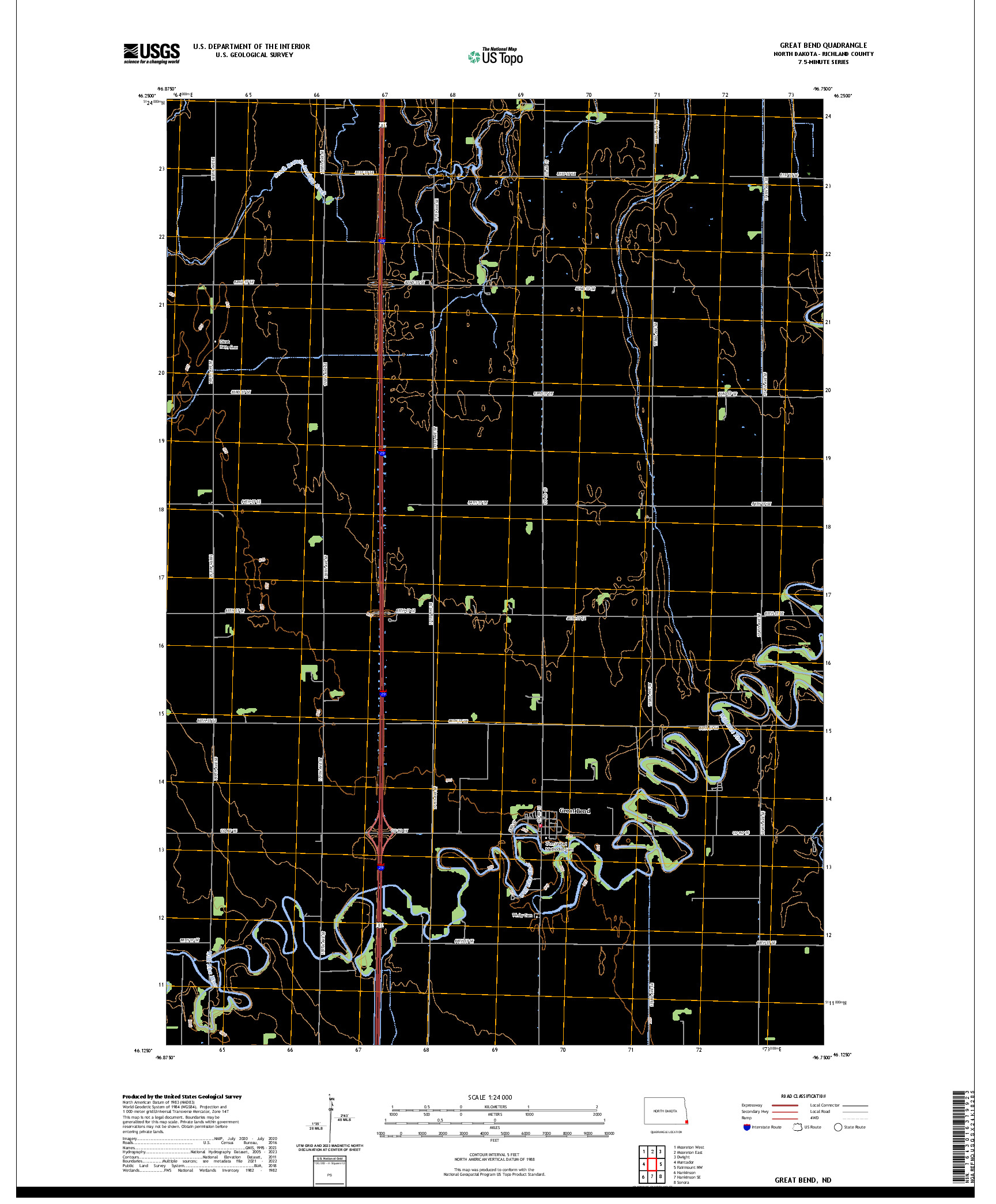 US TOPO 7.5-MINUTE MAP FOR GREAT BEND, ND