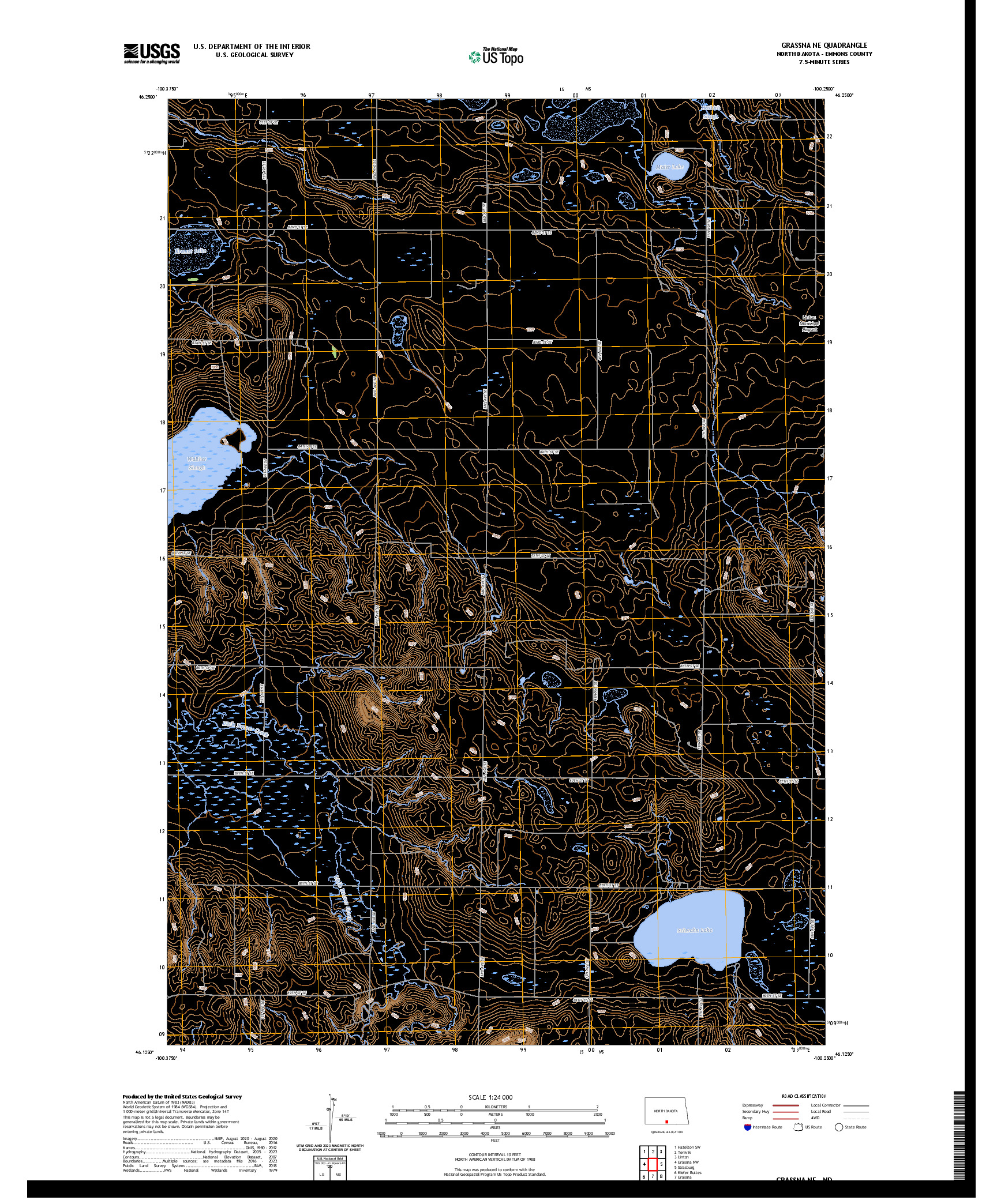 US TOPO 7.5-MINUTE MAP FOR GRASSNA NE, ND