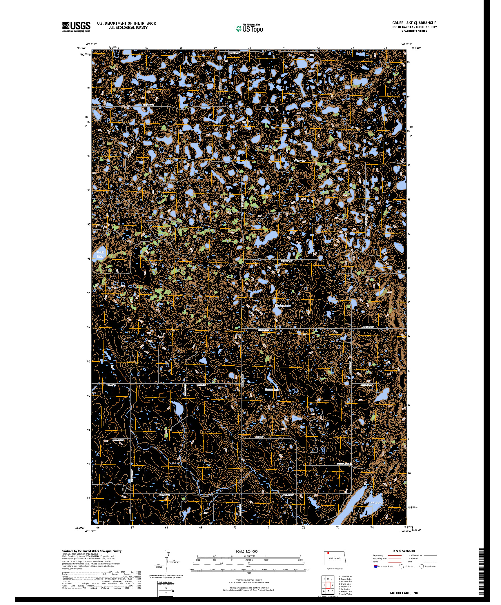 US TOPO 7.5-MINUTE MAP FOR GRUBB LAKE, ND