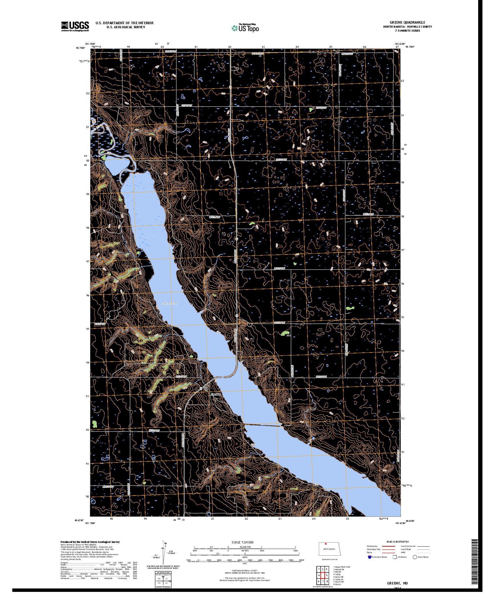 US TOPO 7.5-MINUTE MAP FOR GREENE, ND