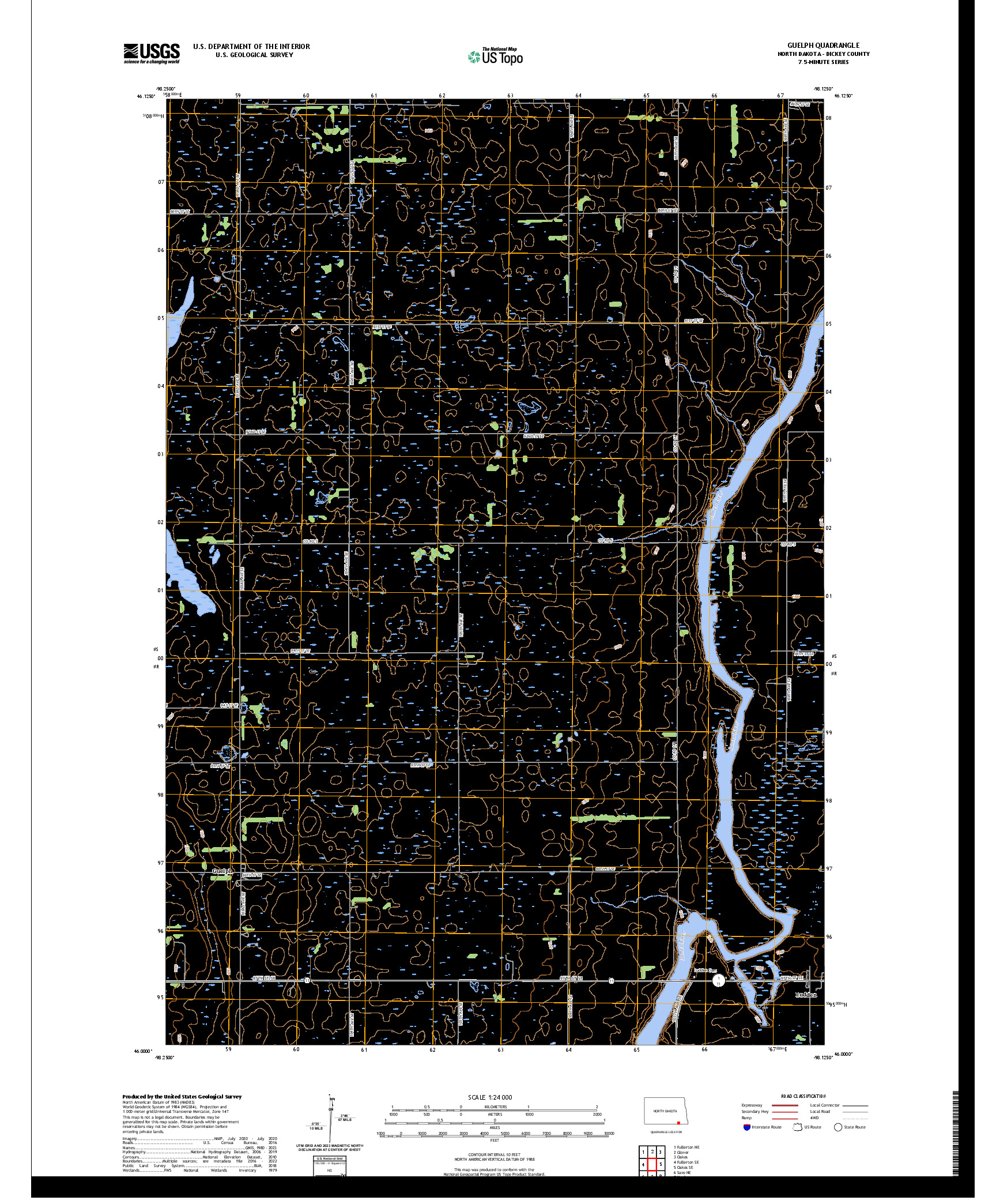 US TOPO 7.5-MINUTE MAP FOR GUELPH, ND