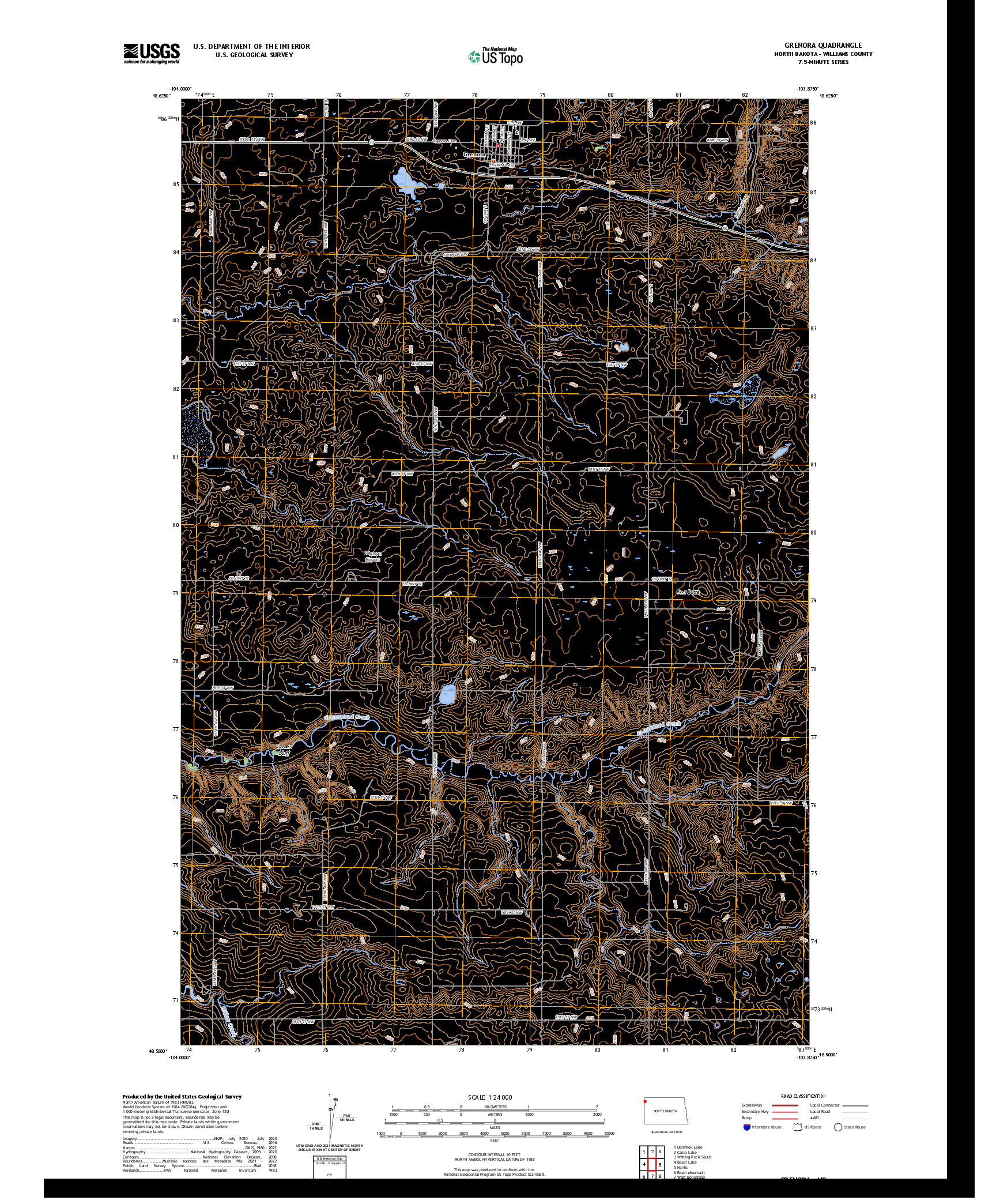 US TOPO 7.5-MINUTE MAP FOR GRENORA, ND