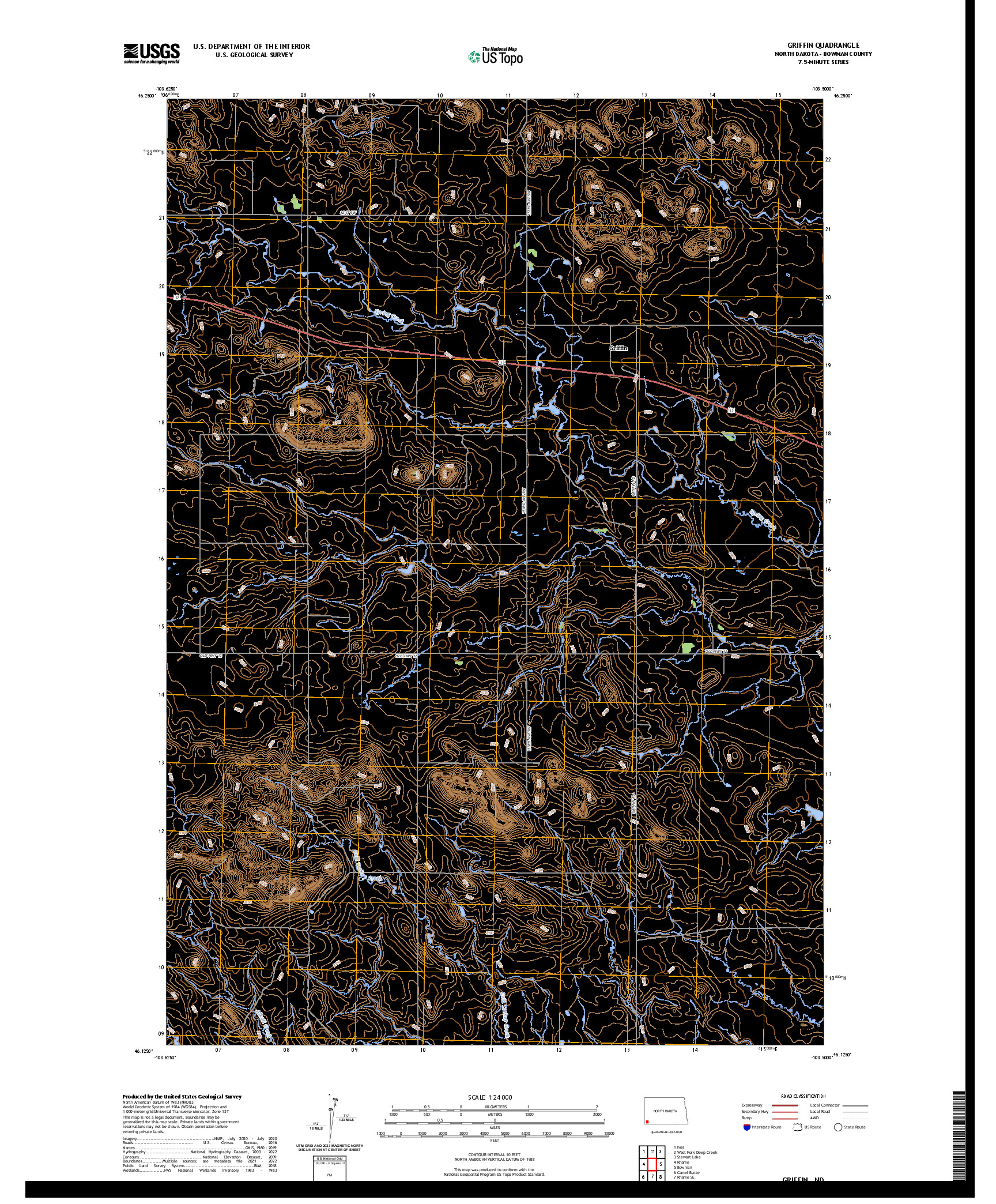 US TOPO 7.5-MINUTE MAP FOR GRIFFIN, ND