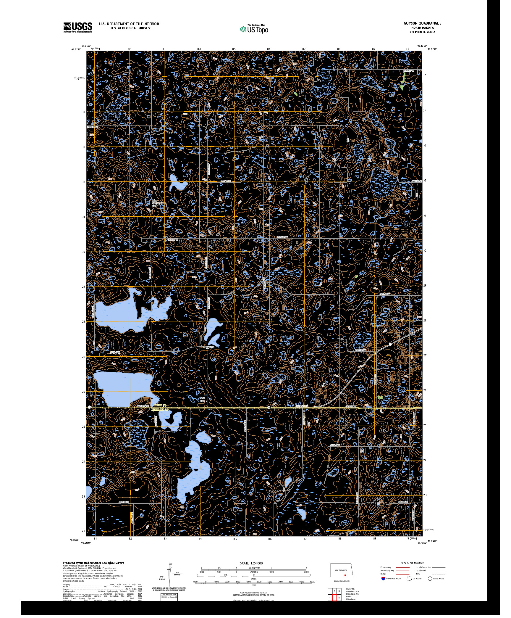 US TOPO 7.5-MINUTE MAP FOR GUYSON, ND