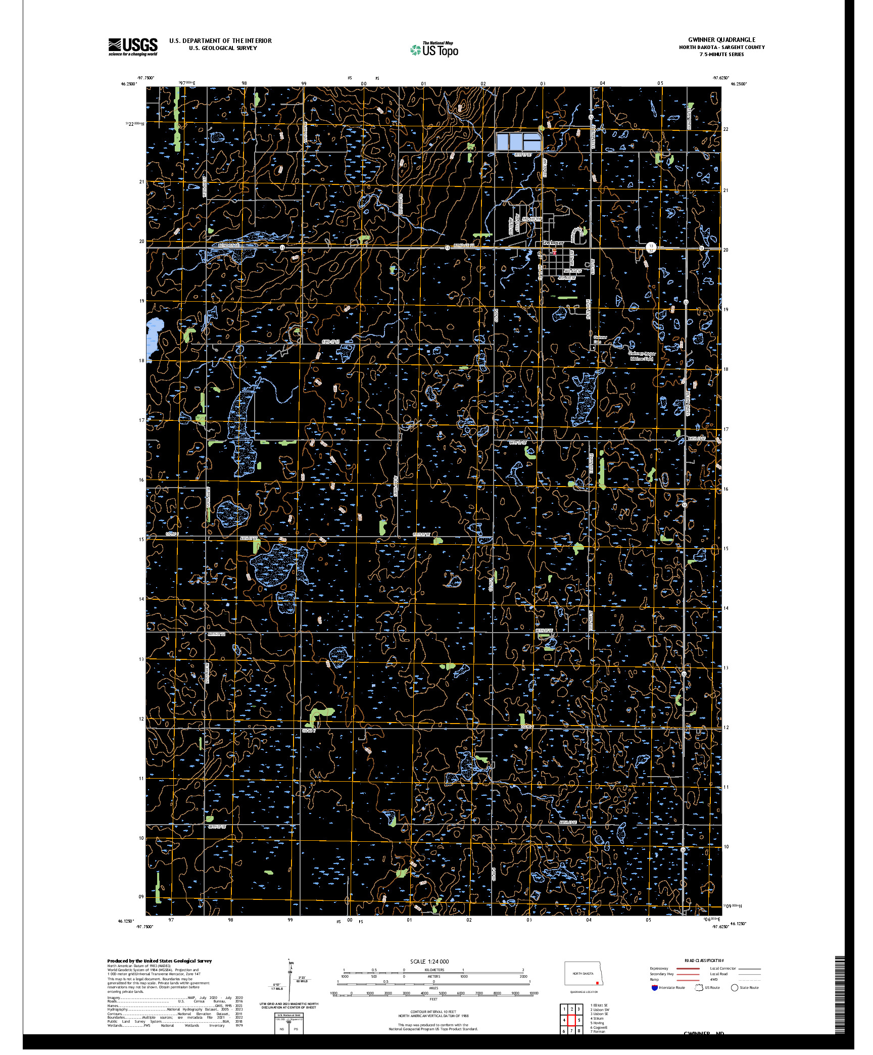 US TOPO 7.5-MINUTE MAP FOR GWINNER, ND