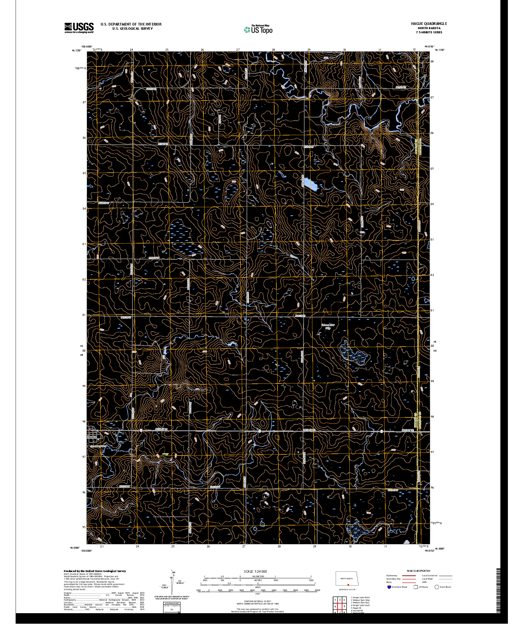 US TOPO 7.5-MINUTE MAP FOR HAGUE, ND