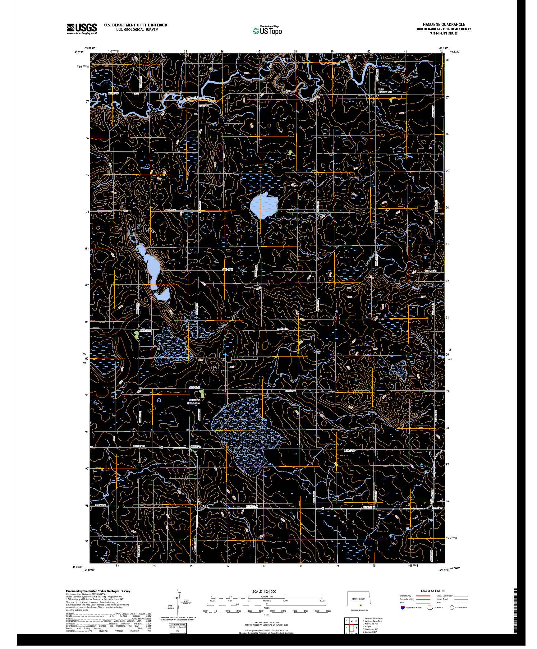 US TOPO 7.5-MINUTE MAP FOR HAGUE SE, ND