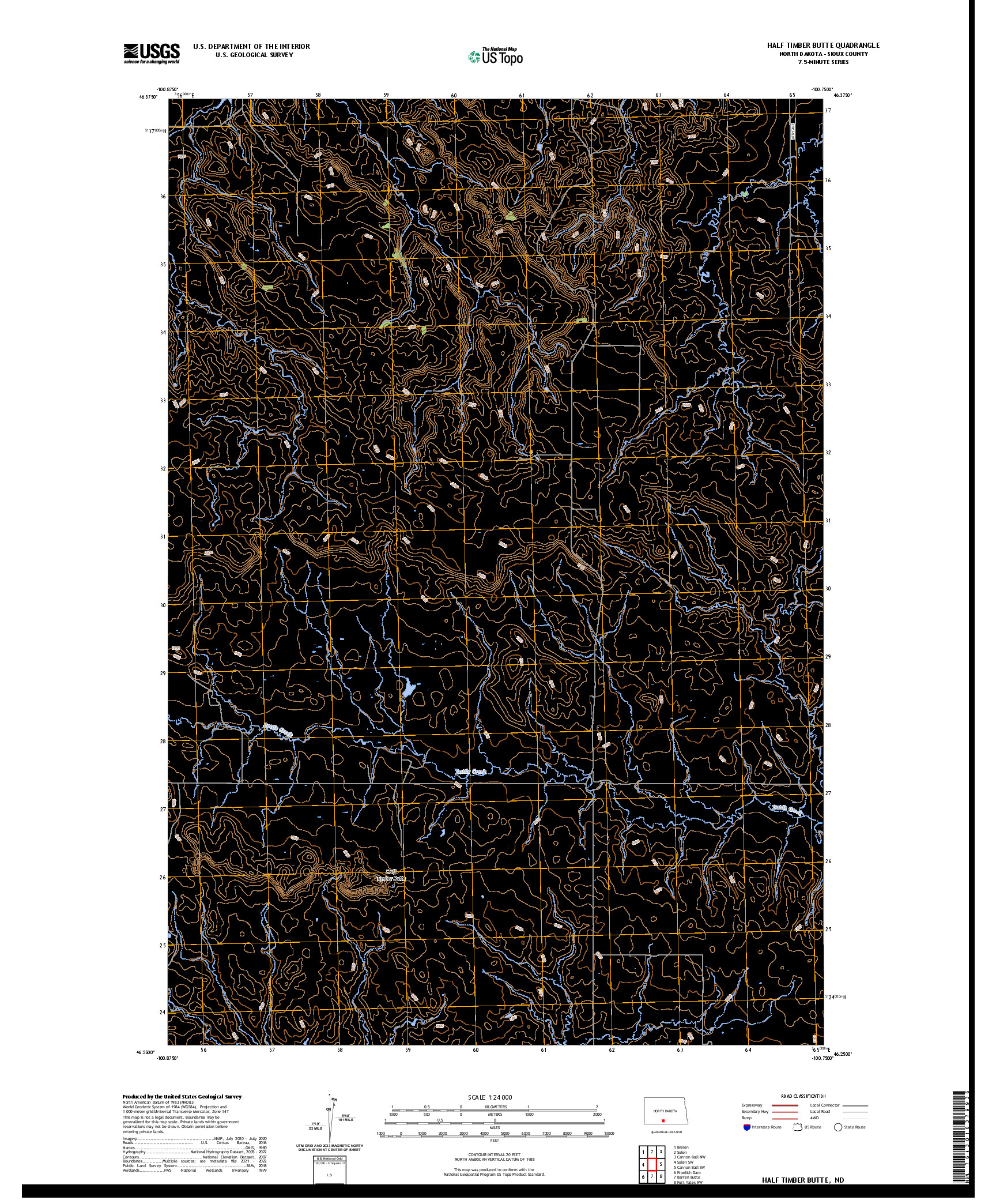 US TOPO 7.5-MINUTE MAP FOR HALF TIMBER BUTTE, ND