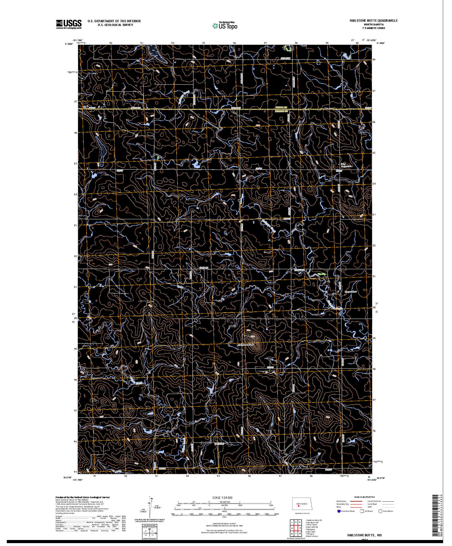 US TOPO 7.5-MINUTE MAP FOR HAILSTONE BUTTE, ND