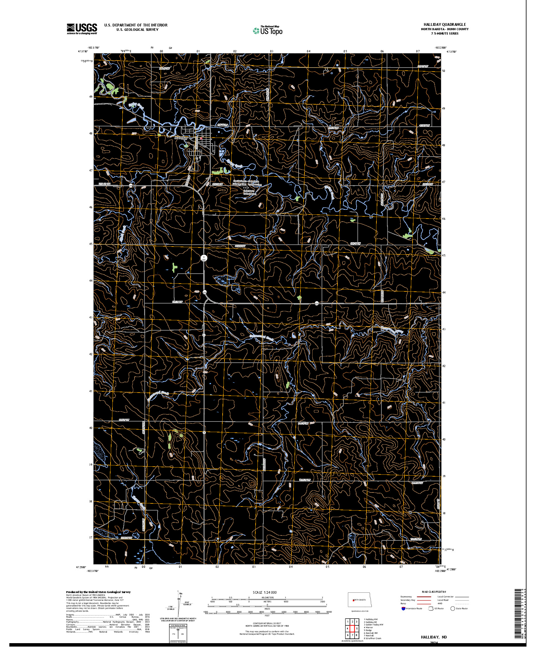 US TOPO 7.5-MINUTE MAP FOR HALLIDAY, ND