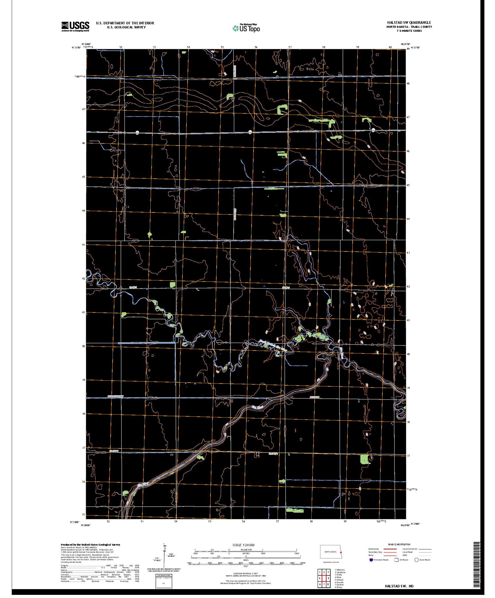 US TOPO 7.5-MINUTE MAP FOR HALSTAD SW, ND