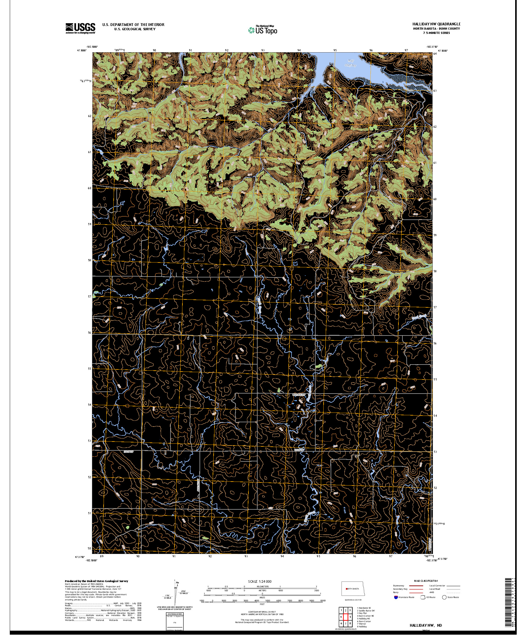 US TOPO 7.5-MINUTE MAP FOR HALLIDAY NW, ND