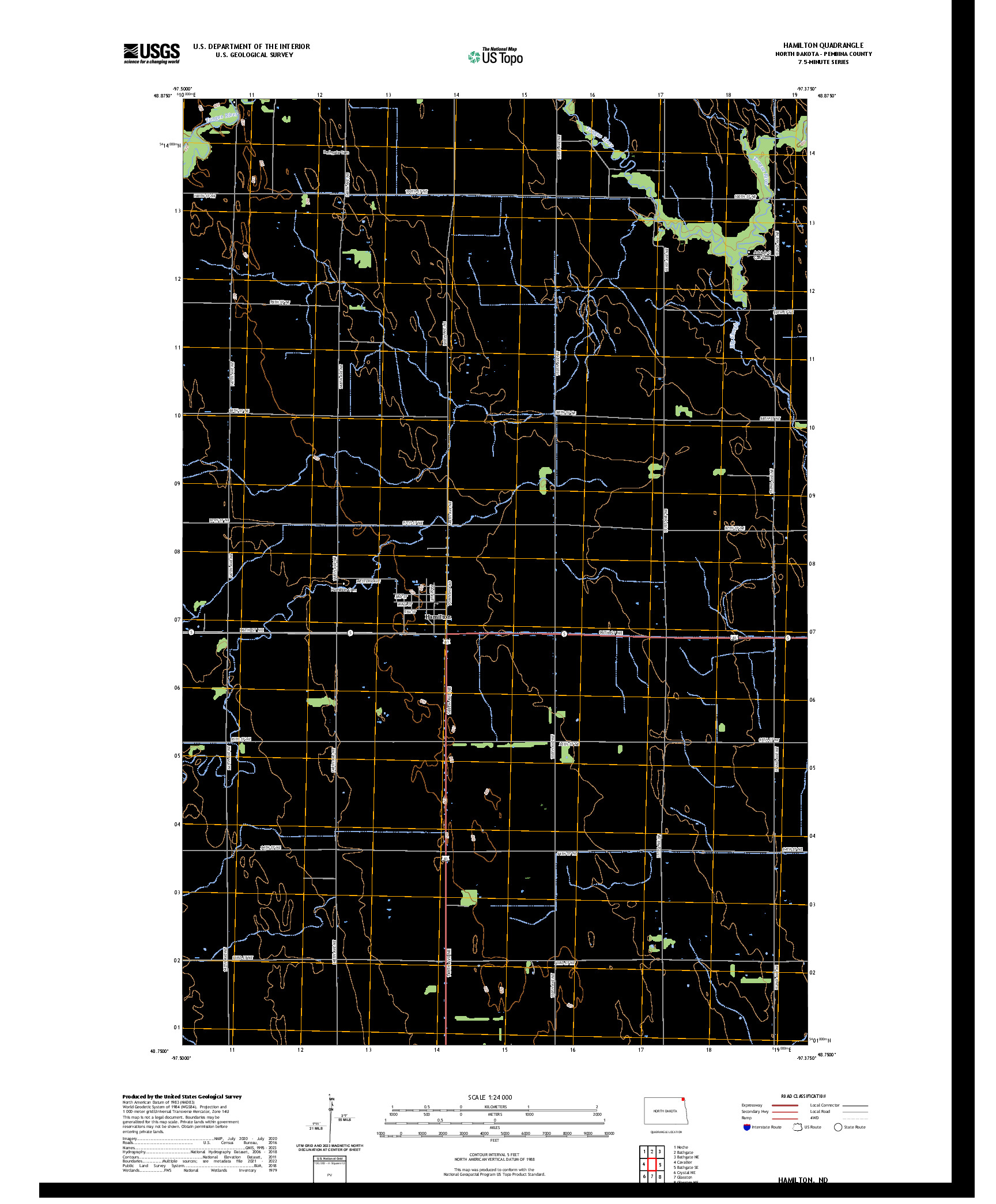 US TOPO 7.5-MINUTE MAP FOR HAMILTON, ND