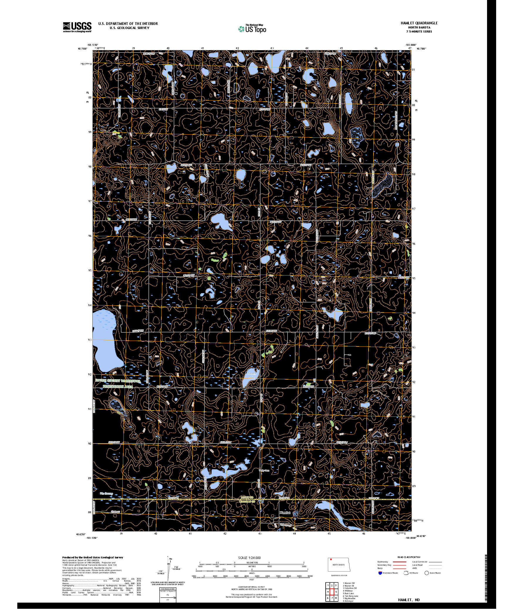 US TOPO 7.5-MINUTE MAP FOR HAMLET, ND
