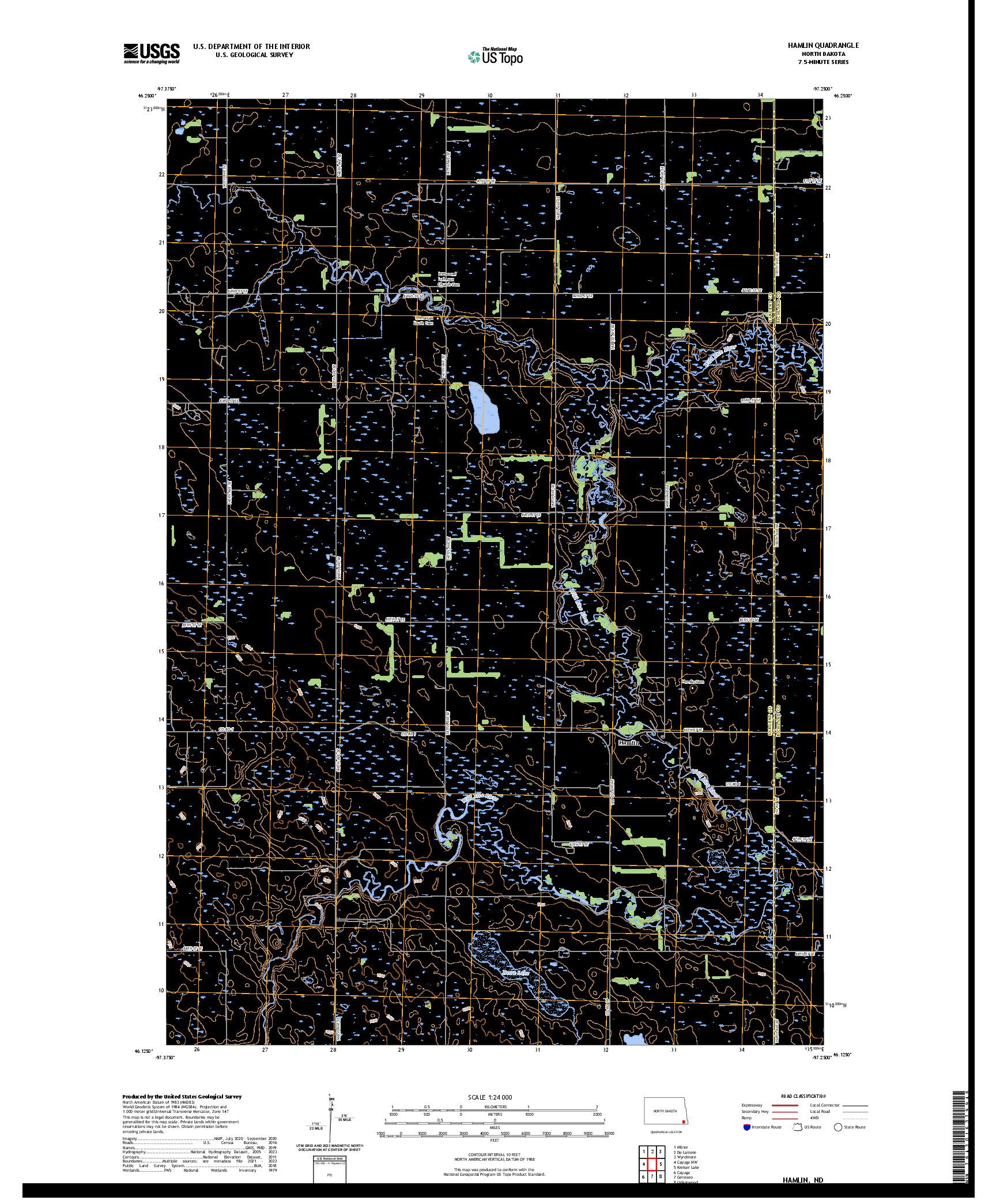US TOPO 7.5-MINUTE MAP FOR HAMLIN, ND
