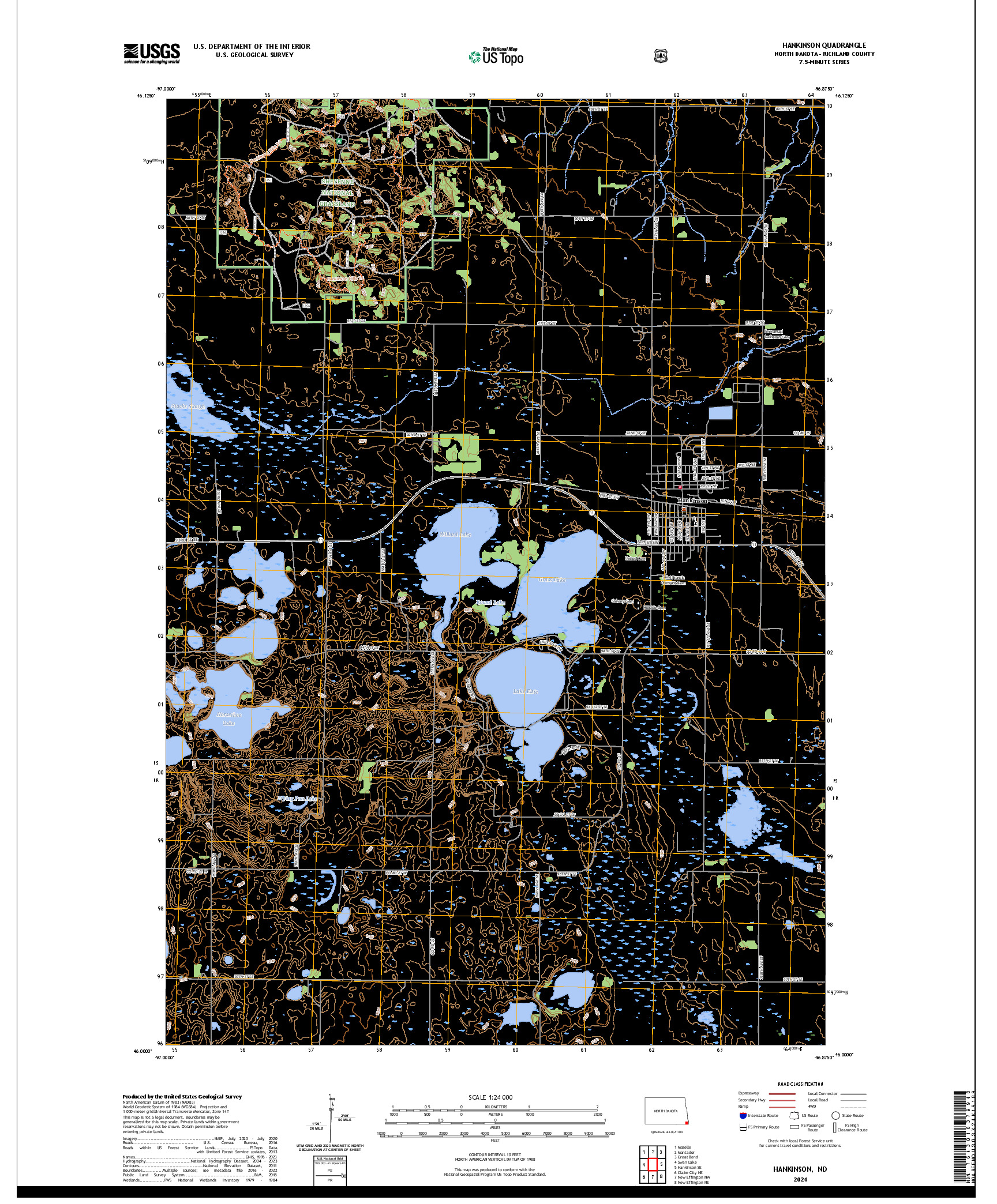 US TOPO 7.5-MINUTE MAP FOR HANKINSON, ND