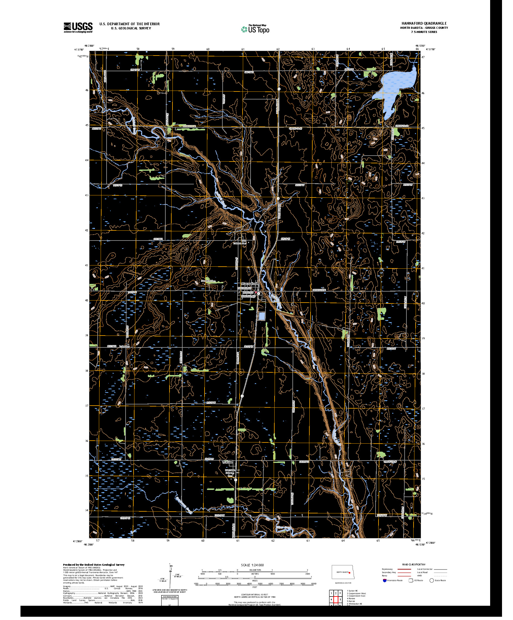 US TOPO 7.5-MINUTE MAP FOR HANNAFORD, ND