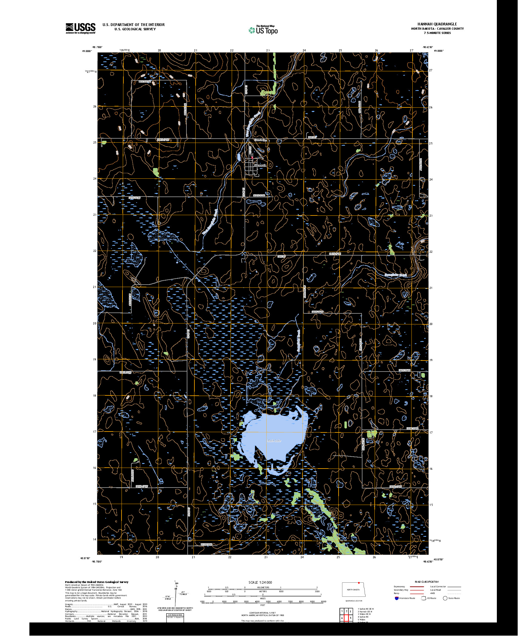 US TOPO 7.5-MINUTE MAP FOR HANNAH, ND,MB