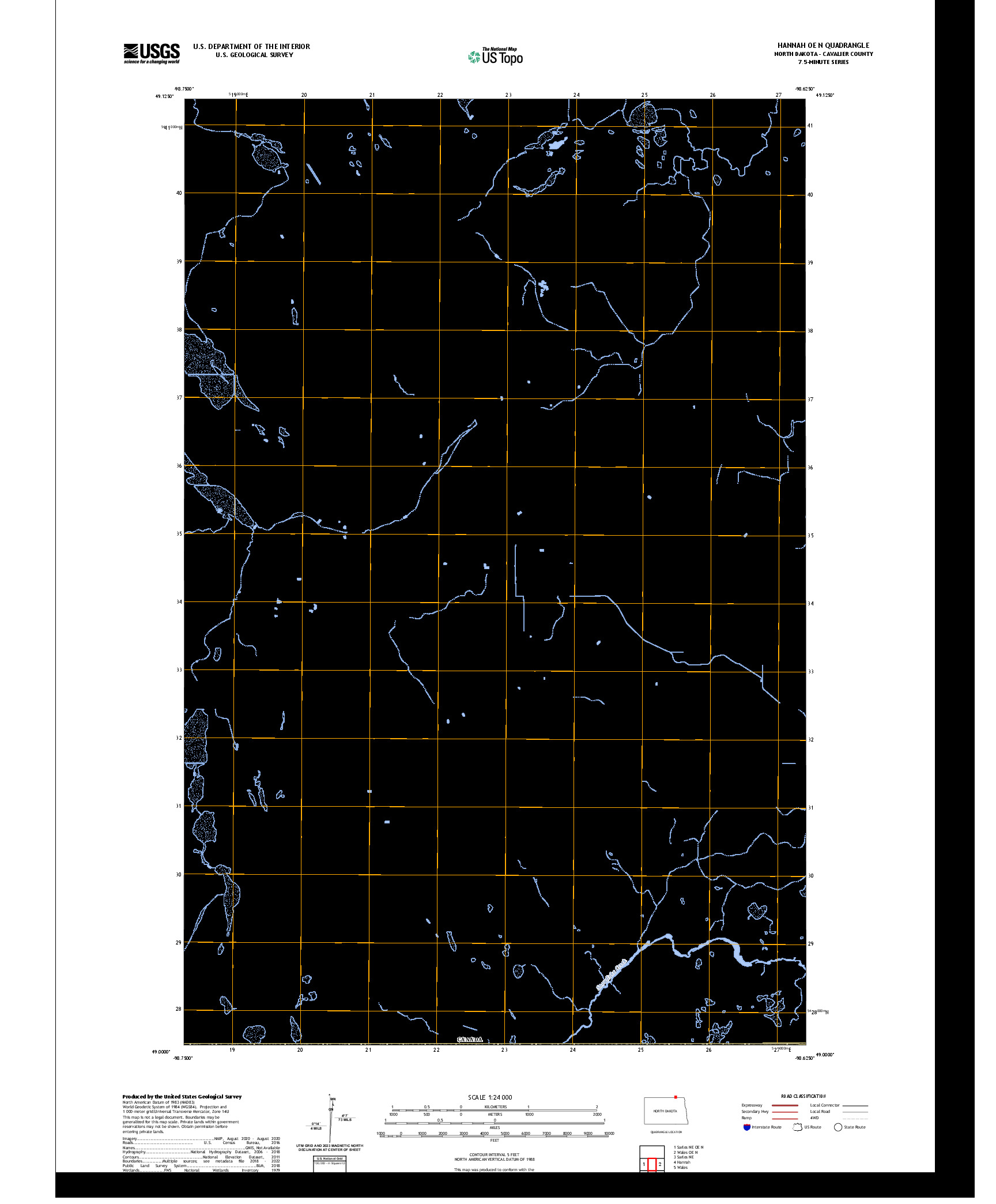 US TOPO 7.5-MINUTE MAP FOR HANNAH OE N, ND,MB