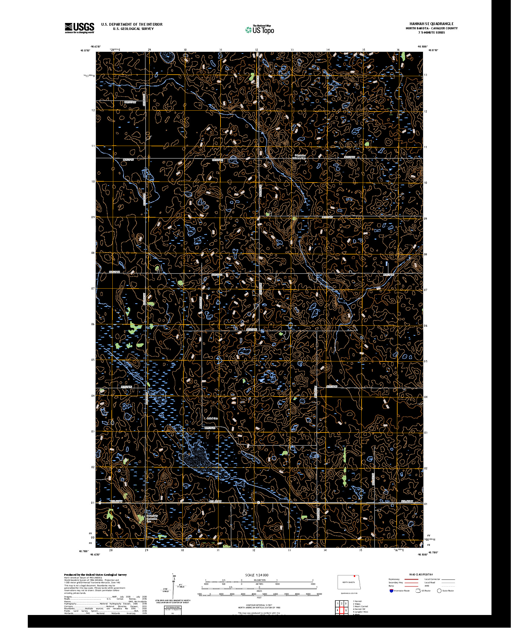 US TOPO 7.5-MINUTE MAP FOR HANNAH SE, ND