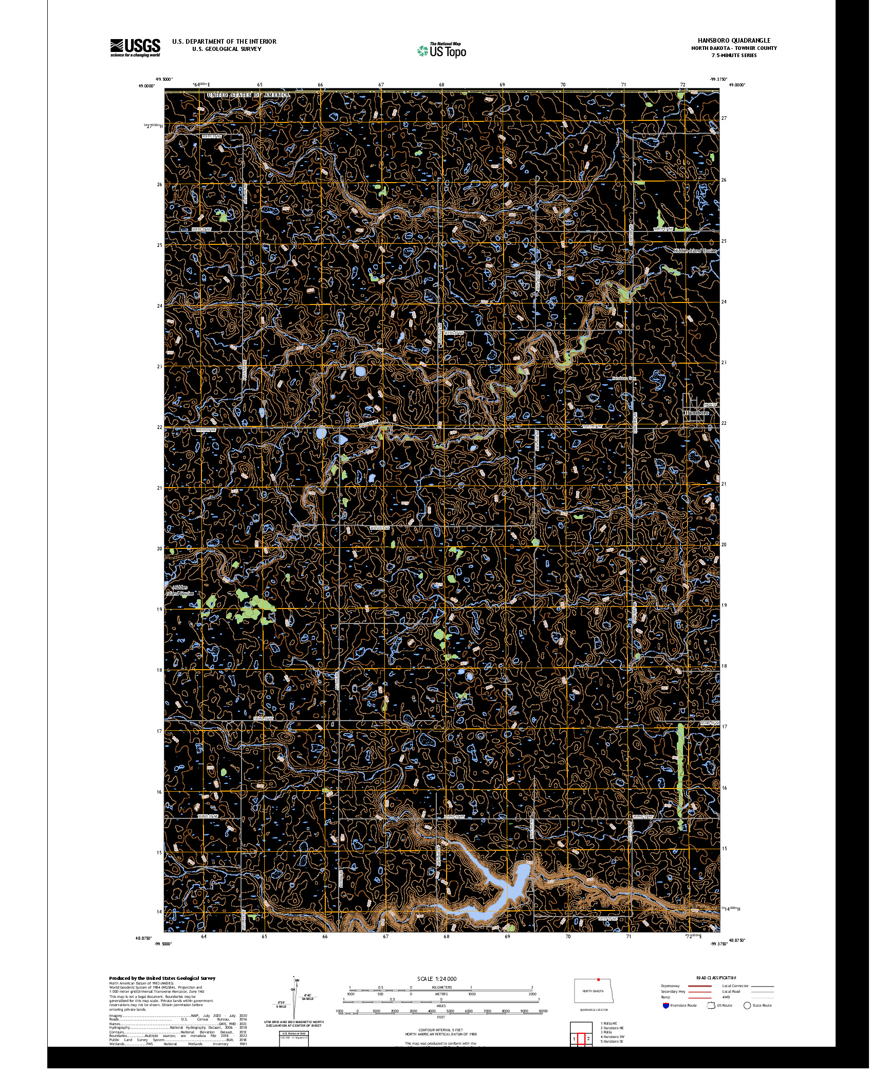 US TOPO 7.5-MINUTE MAP FOR HANSBORO, ND,MB