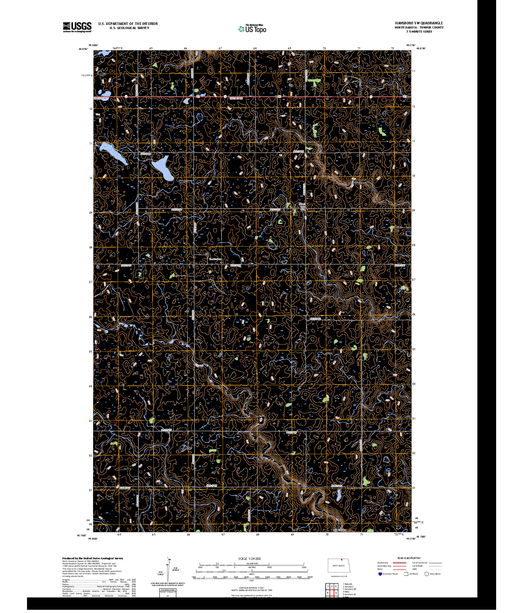 US TOPO 7.5-MINUTE MAP FOR HANSBORO SW, ND