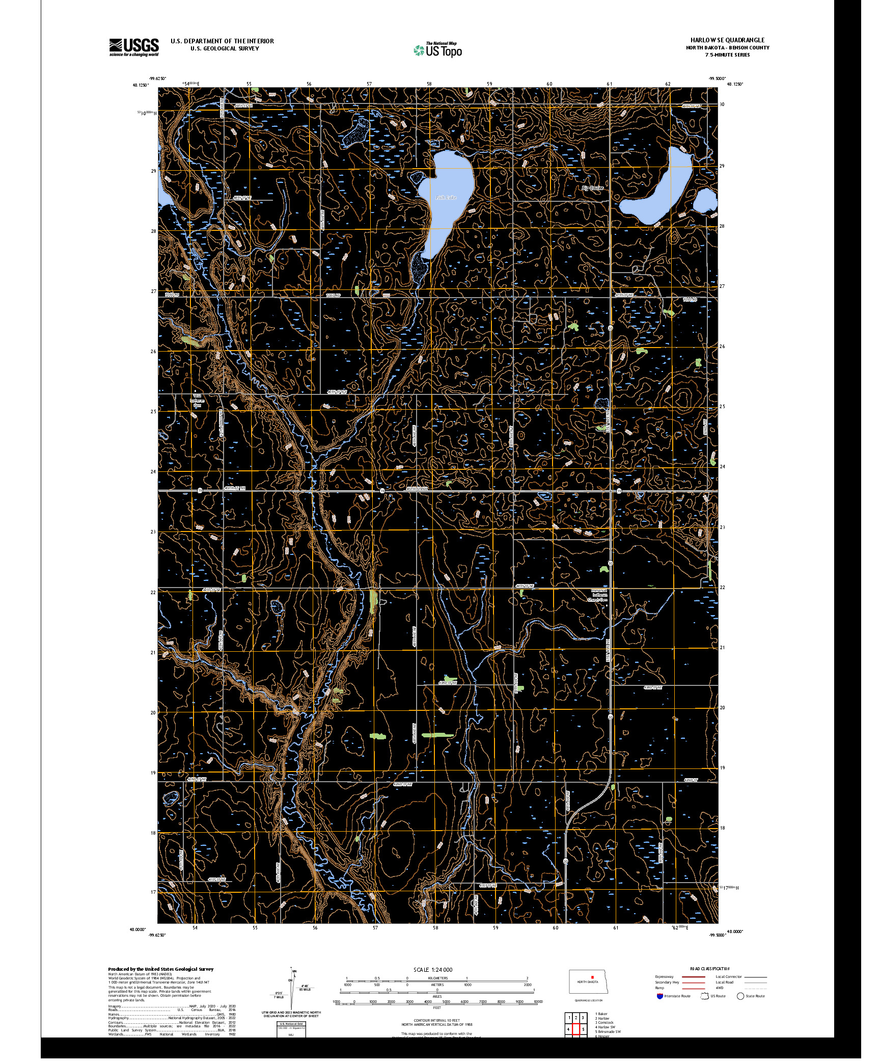 US TOPO 7.5-MINUTE MAP FOR HARLOW SE, ND