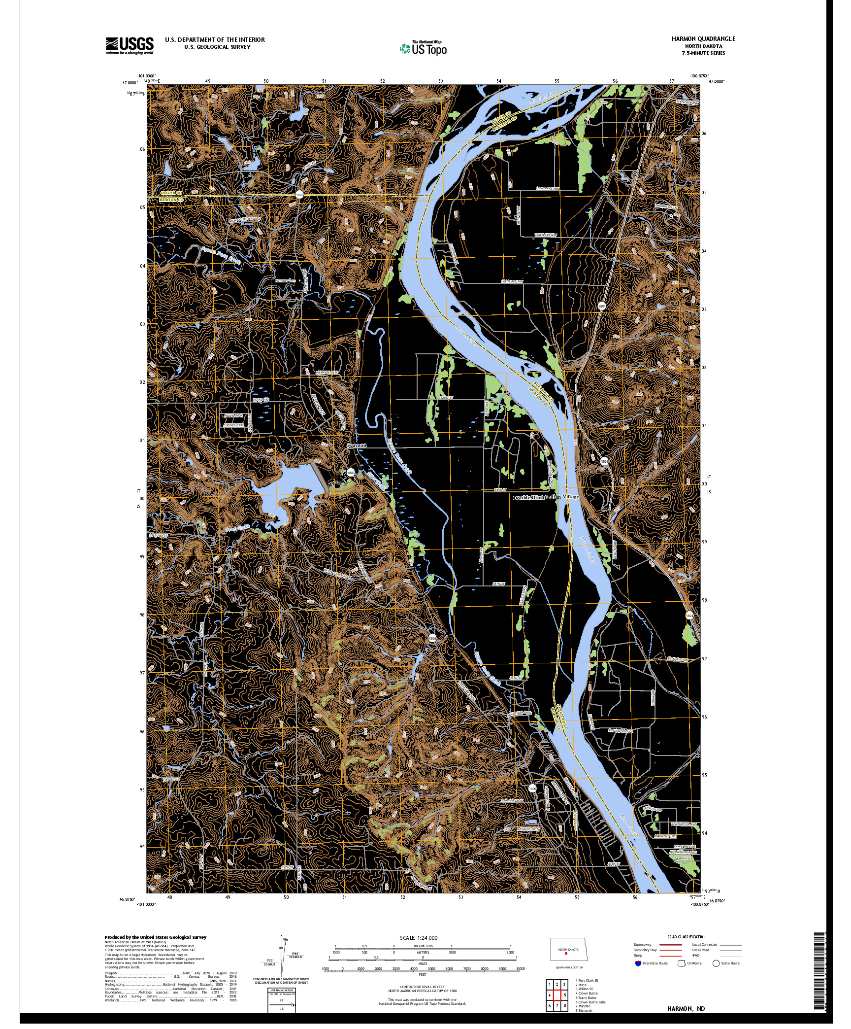 US TOPO 7.5-MINUTE MAP FOR HARMON, ND