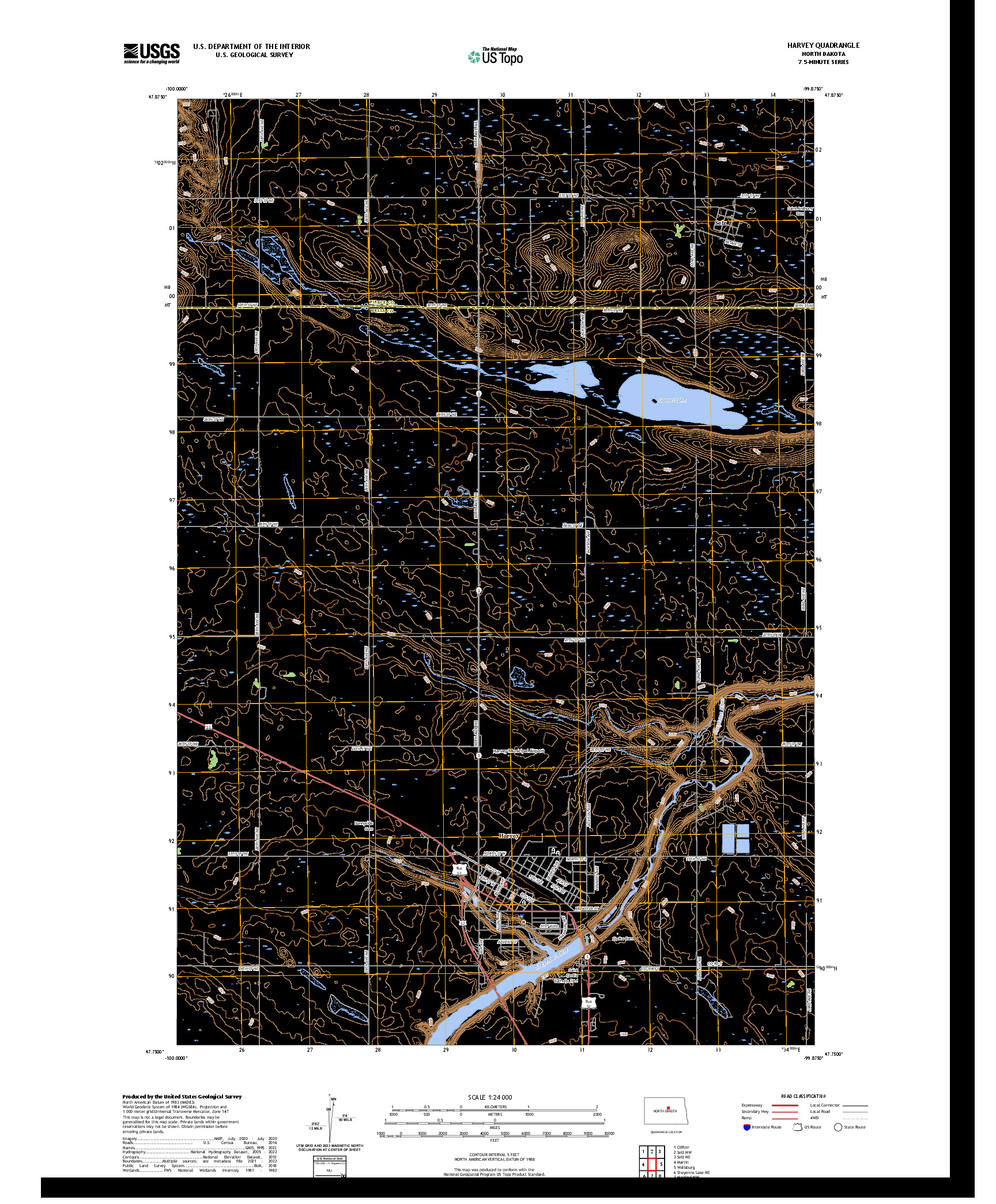 US TOPO 7.5-MINUTE MAP FOR HARVEY, ND