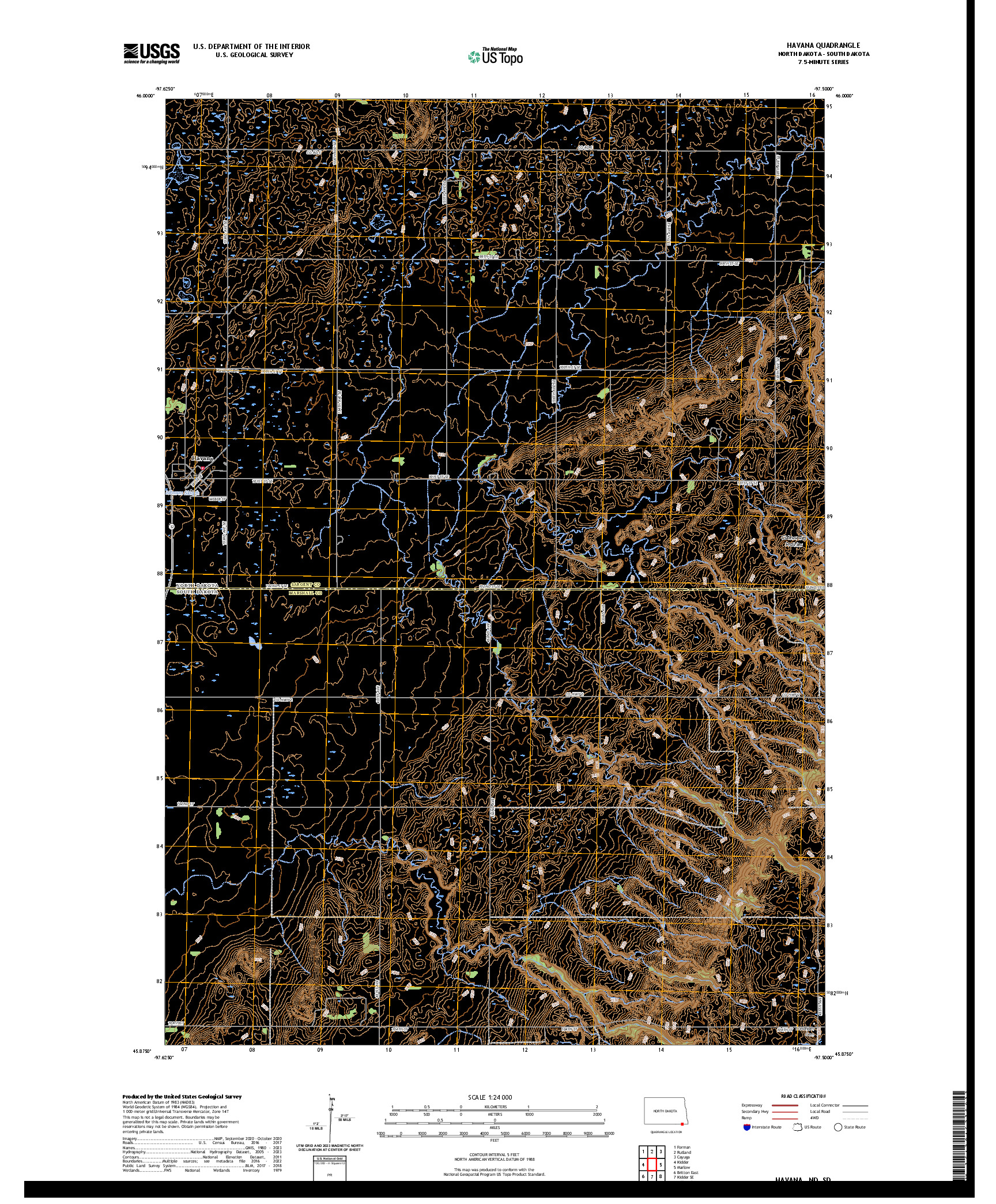 US TOPO 7.5-MINUTE MAP FOR HAVANA, ND,SD