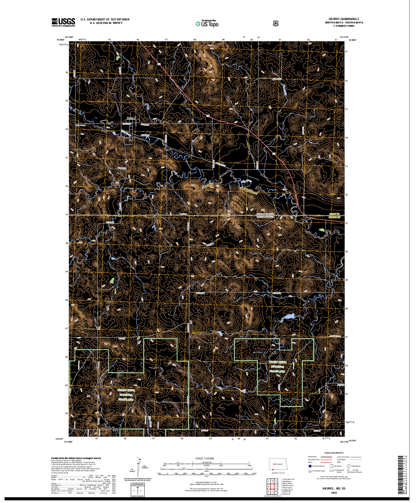 US TOPO 7.5-MINUTE MAP FOR HAYNES, ND,SD