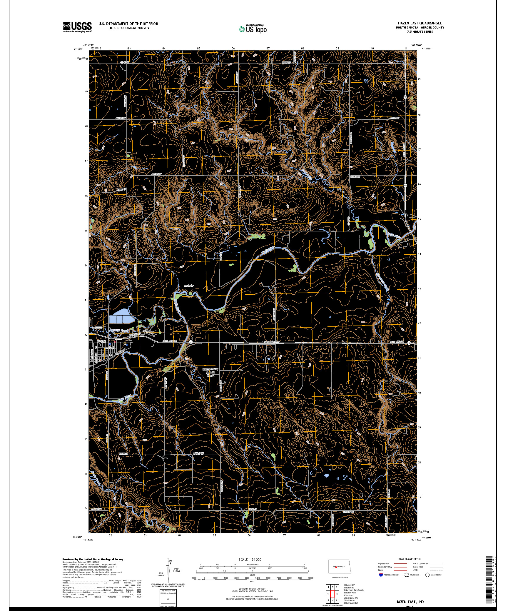 US TOPO 7.5-MINUTE MAP FOR HAZEN EAST, ND