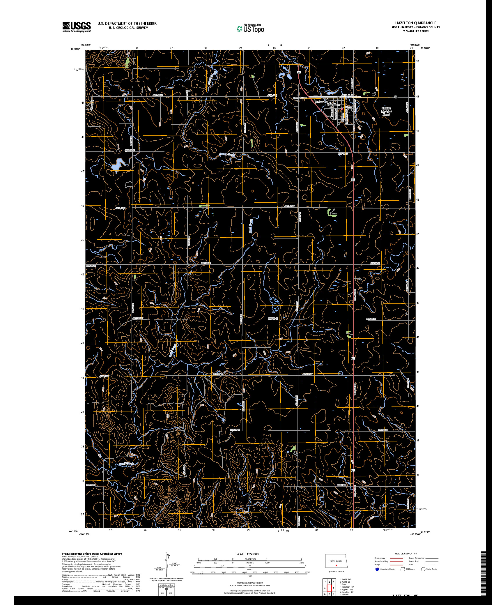 US TOPO 7.5-MINUTE MAP FOR HAZELTON, ND